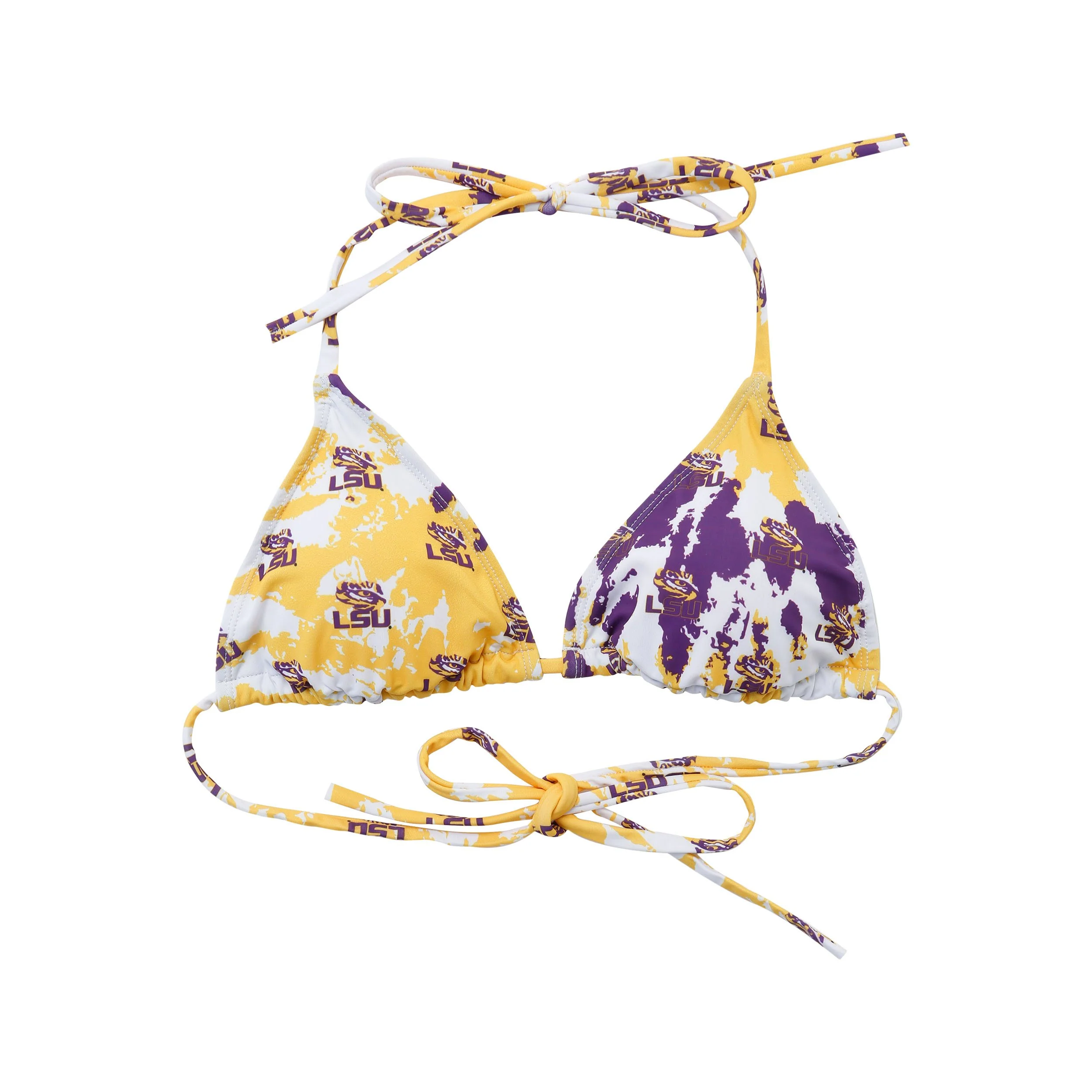 LSU Tigers NCAA Womens Paint Splash Bikini Top - Image 2