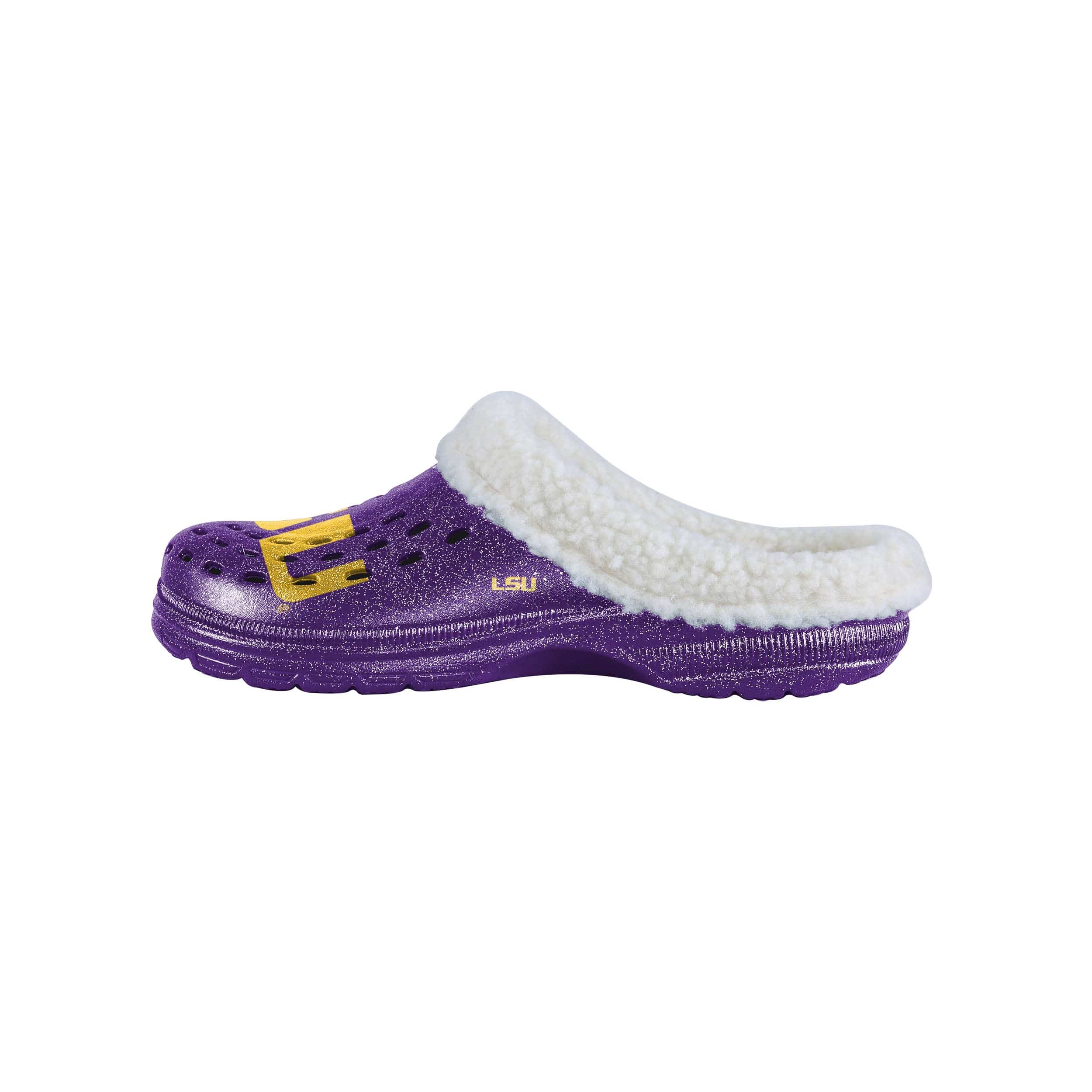LSU Tigers NCAA Womens Sherpa Lined Glitter Clog - Image 2