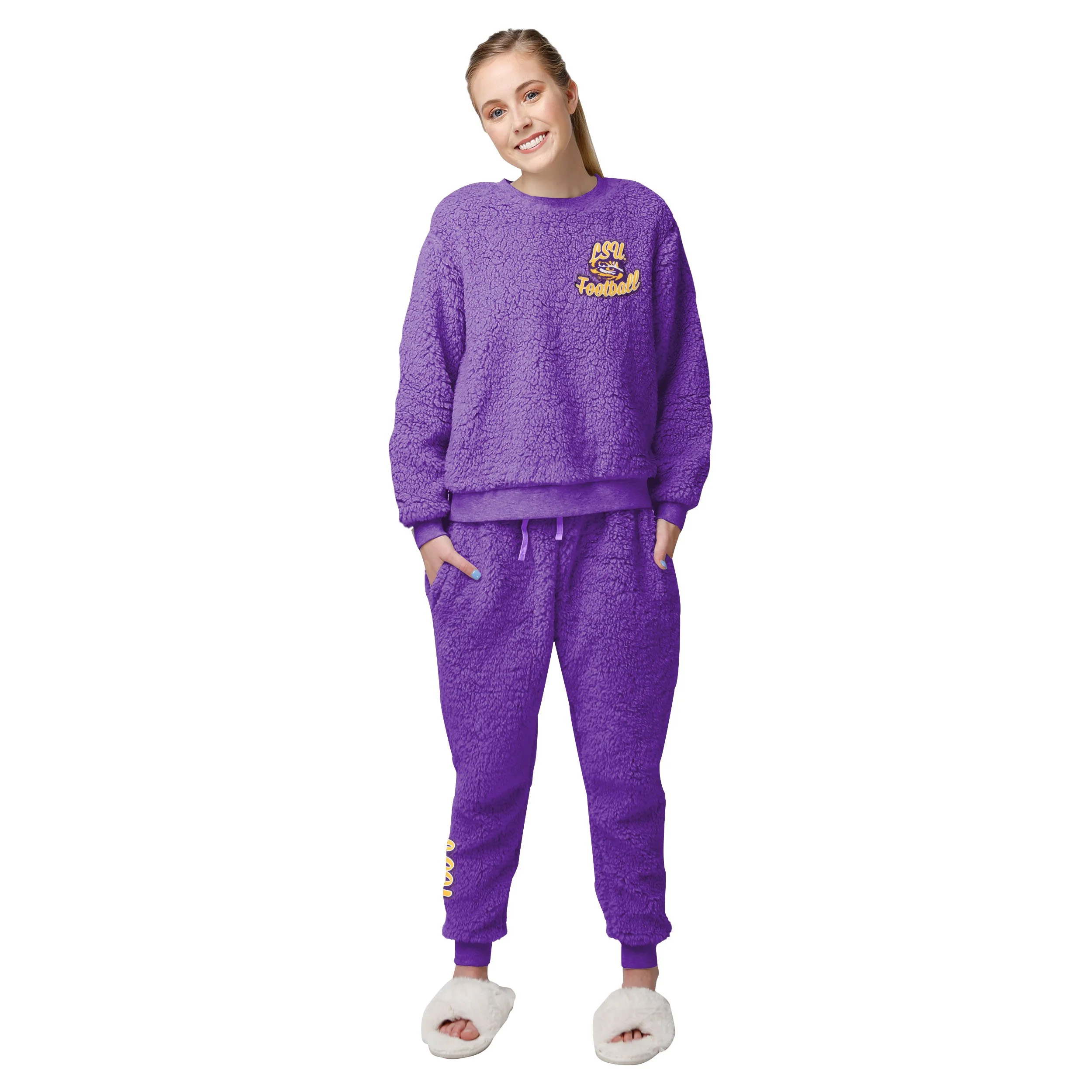 LSU Tigers NCAA Womens Sherpa Lounge Set
