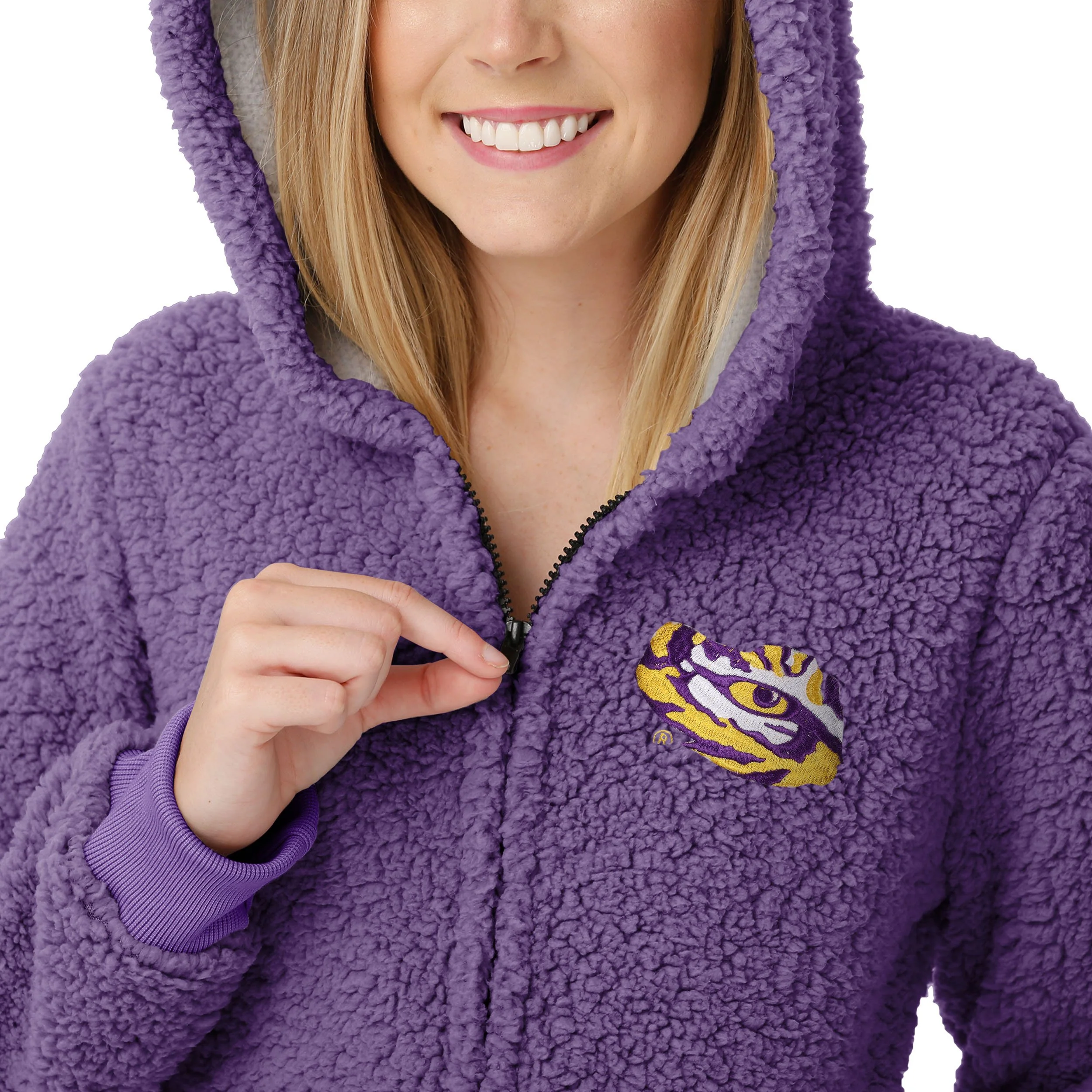 LSU Tigers NCAA Womens Sherpa One Piece Pajamas - Image 3