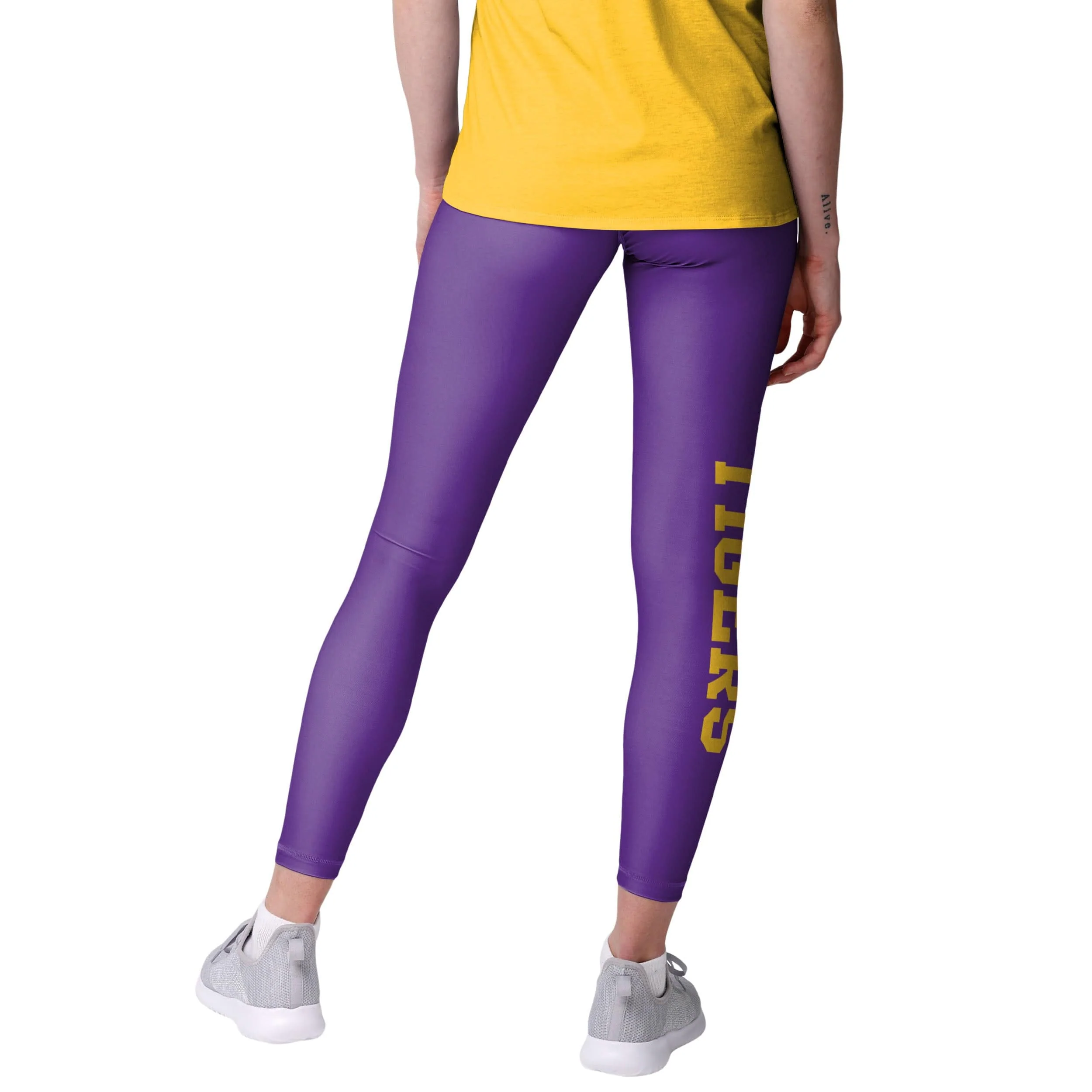LSU Tigers NCAA Womens Solid Big Wordmark Leggings - Image 2