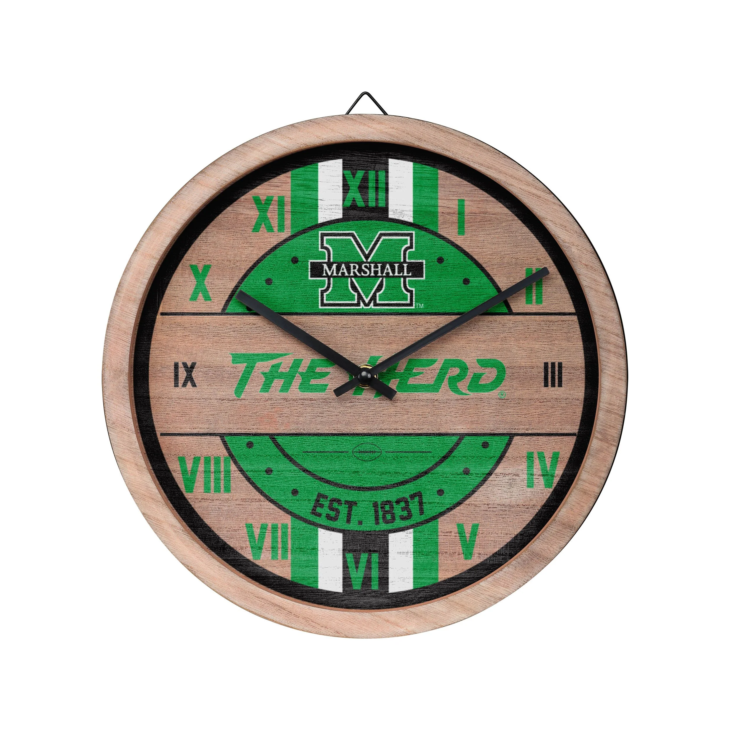 Marshall Thundering Herd NCAA Barrel Wall Clock