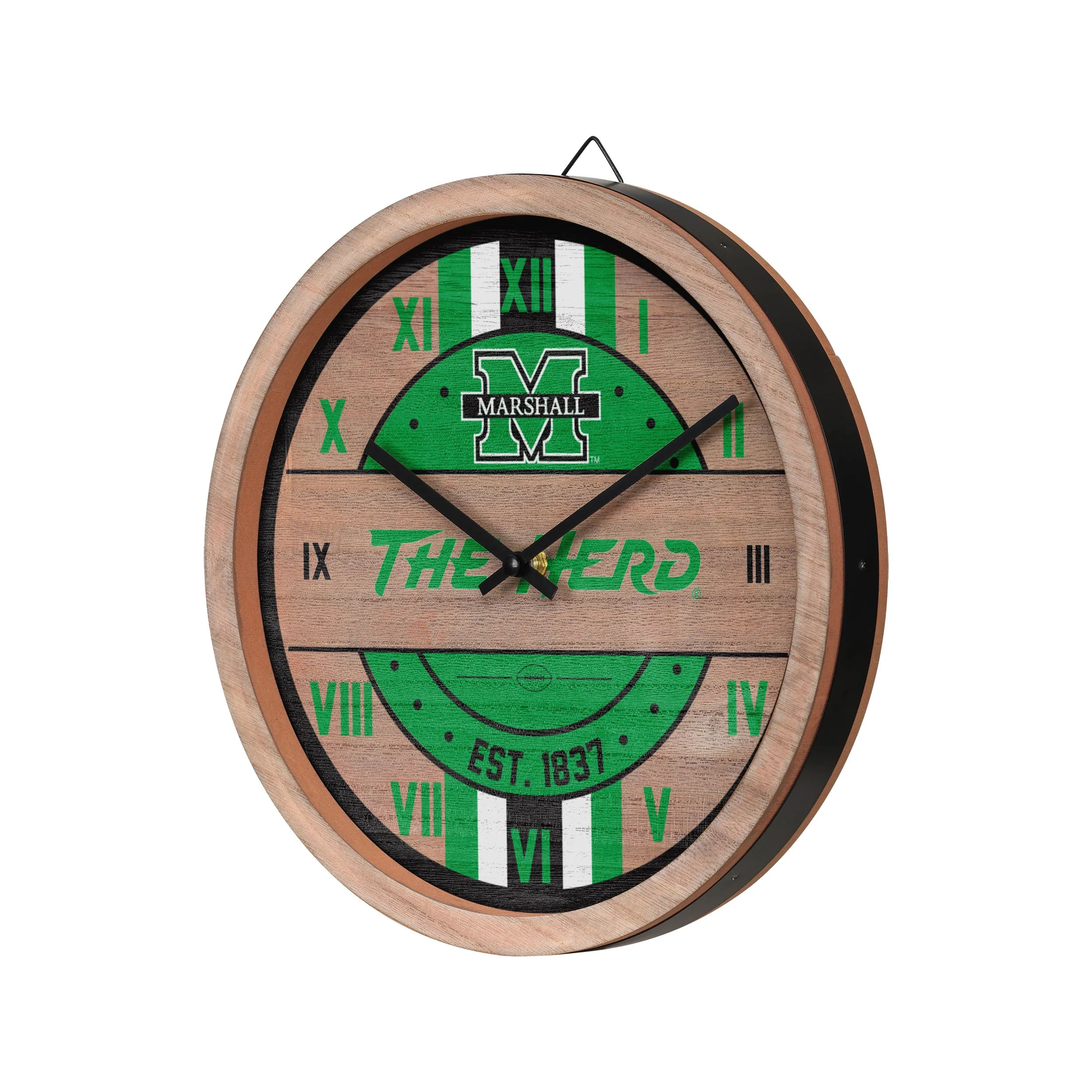 Marshall Thundering Herd NCAA Barrel Wall Clock - Image 2