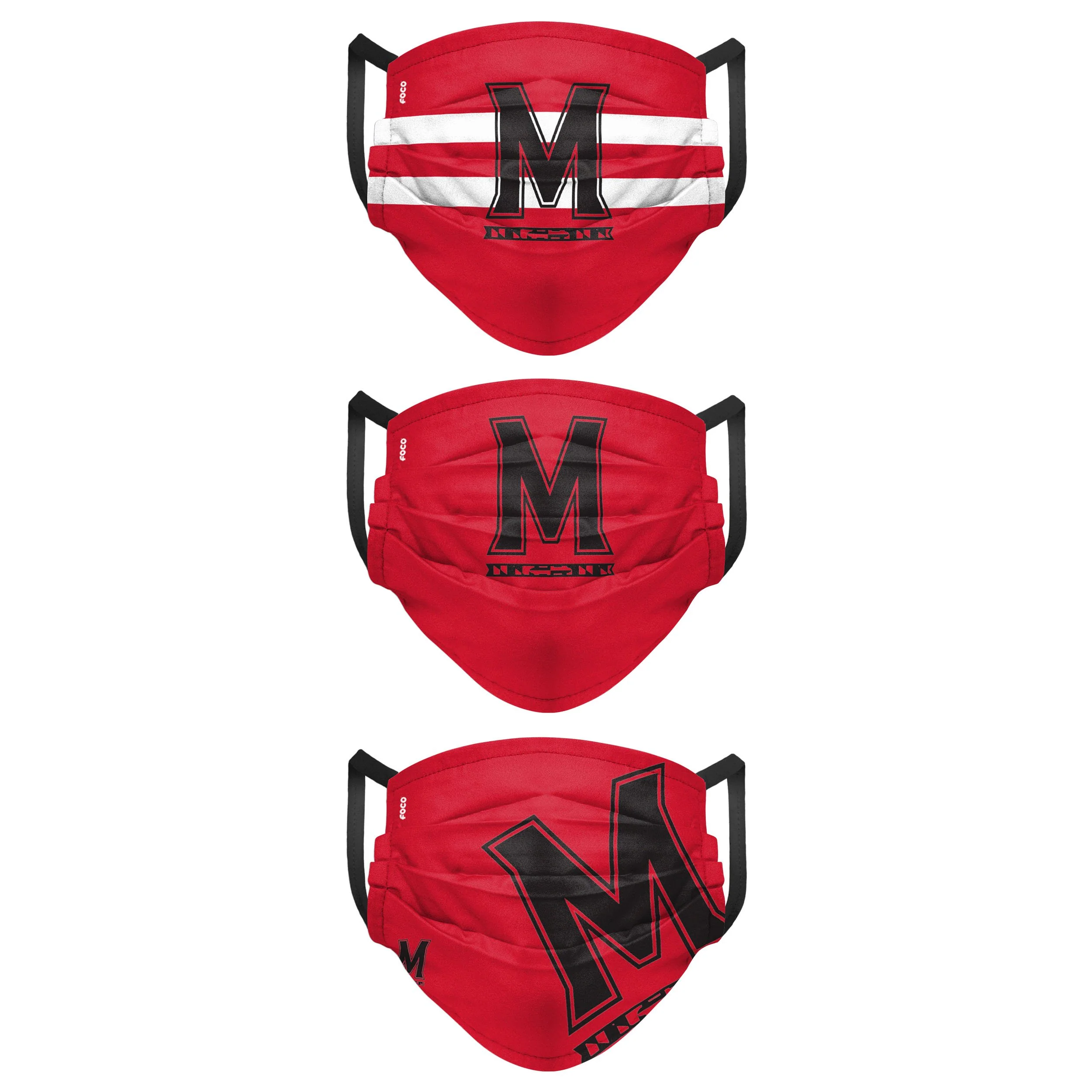 Maryland Terrapins NCAA Mens Matchday 3 Pack Face Cover - Image 2
