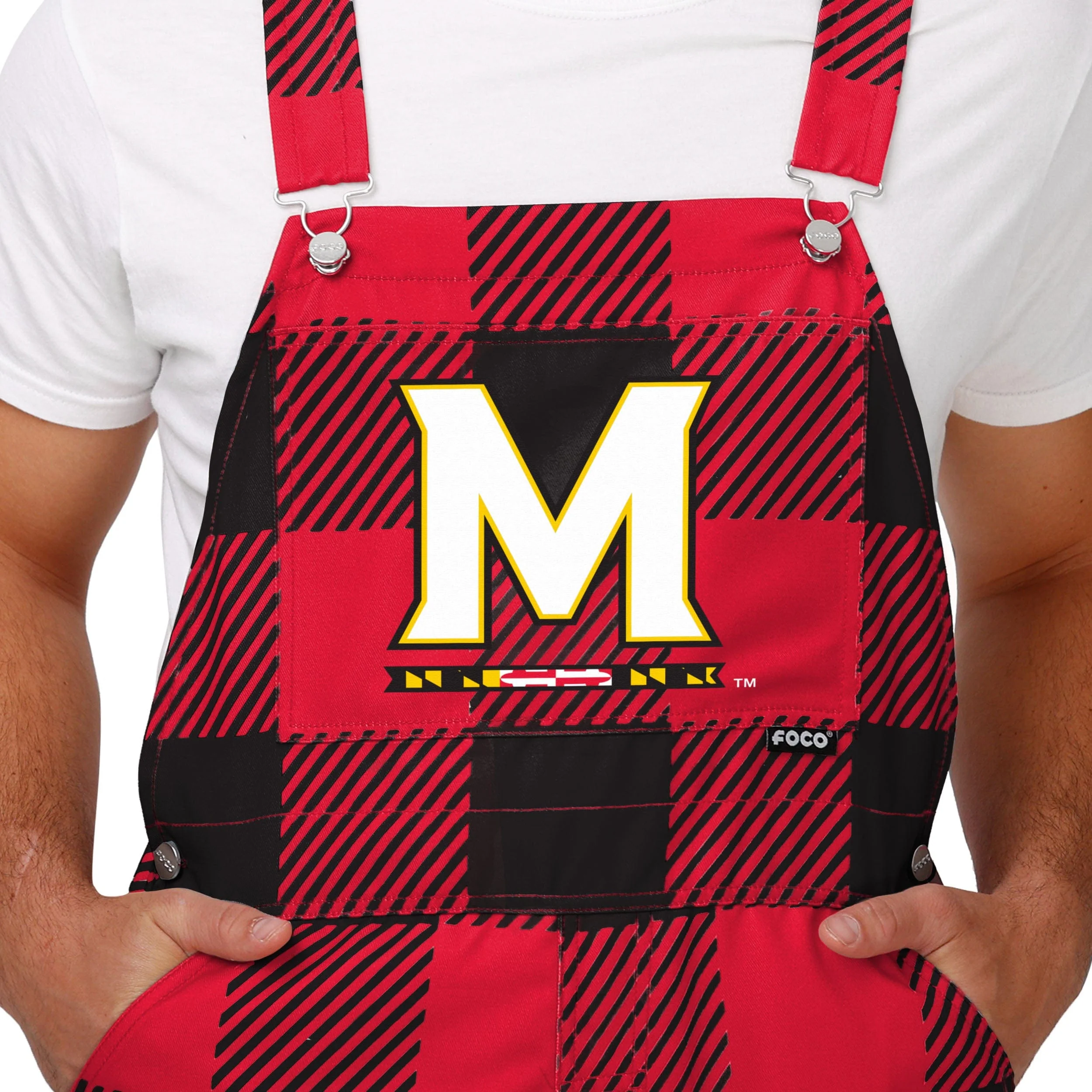 Maryland Terrapins NCAA Mens Plaid Bib Overalls - Image 4