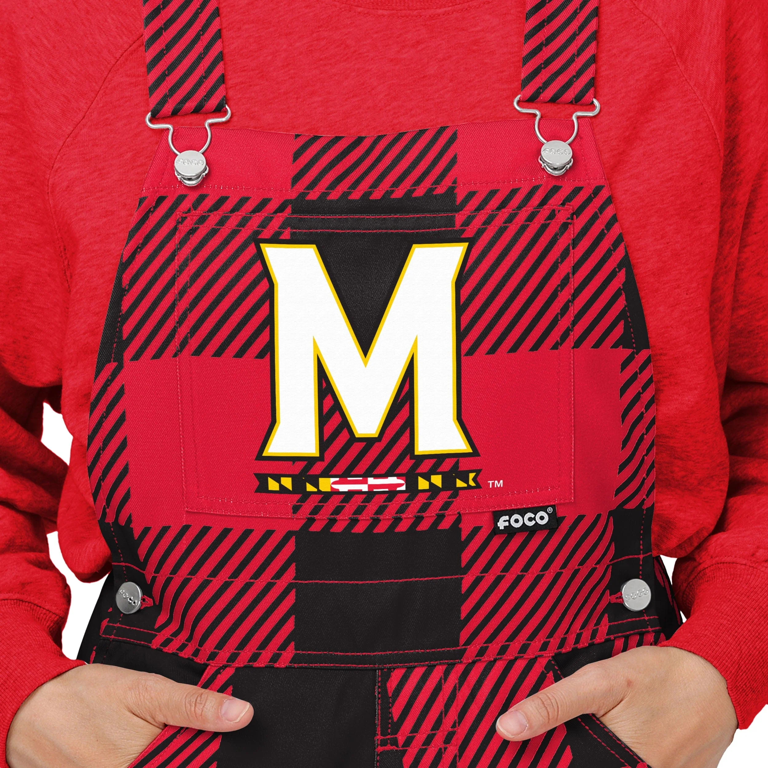 Maryland Terrapins NCAA Womens Plaid Bib Overalls - Image 4