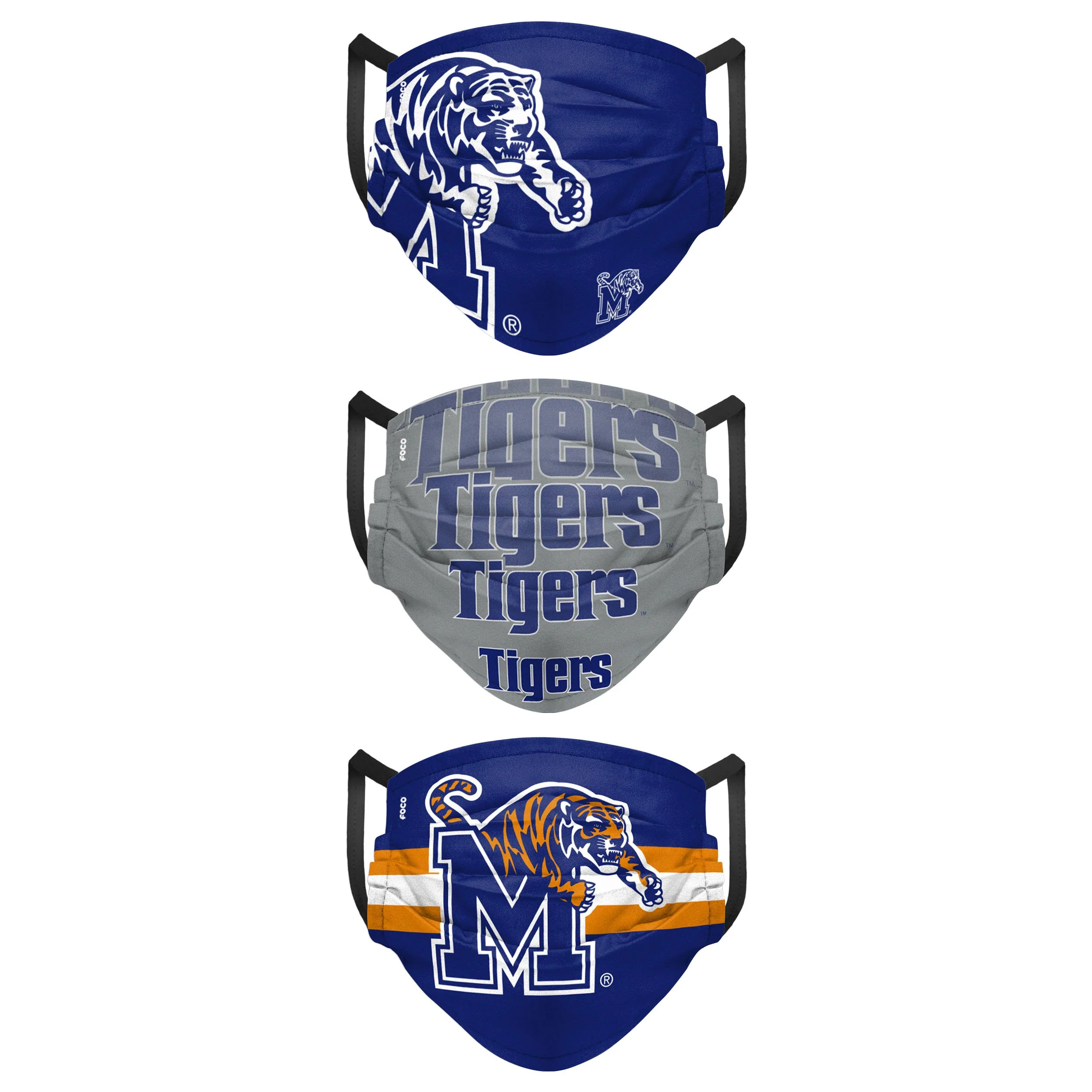 Memphis Tigers NCAA Mens Matchday 3 Pack Face Cover - Image 2