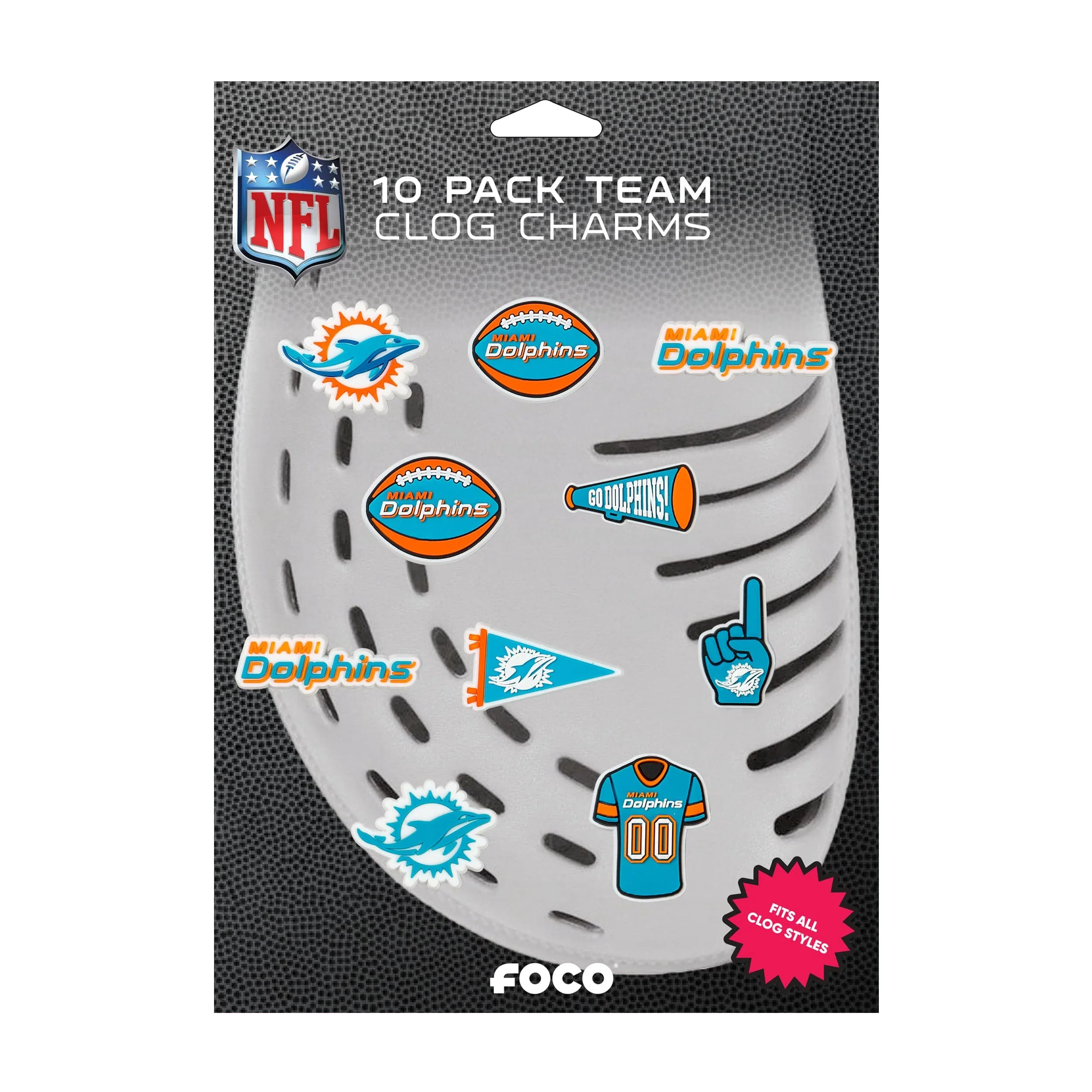 Miami Dolphins NFL 10 Pack Team Clog Charms - Image 5
