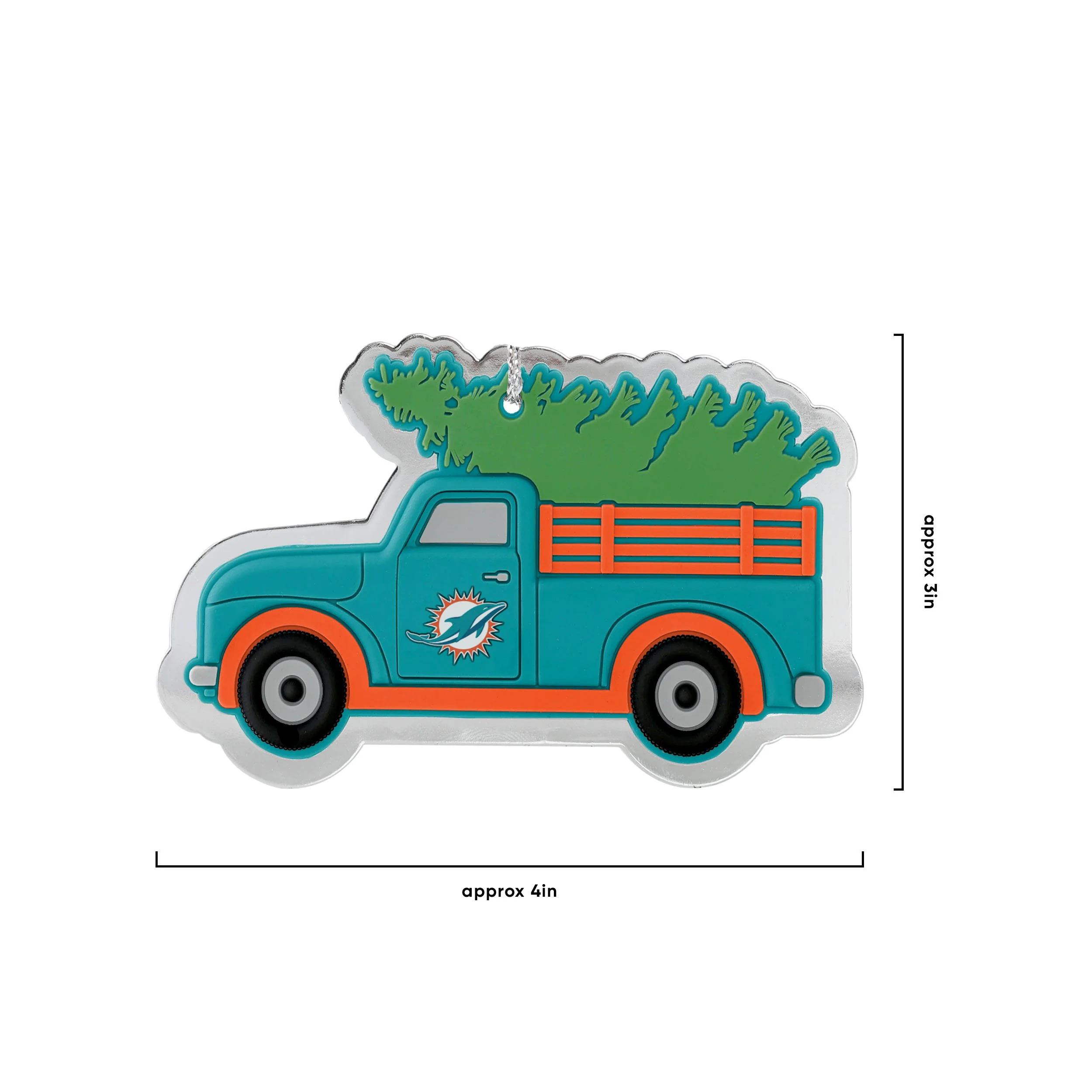 Miami Dolphins NFL 2 Pack Flat Metal Truck Ornaments - Image 3