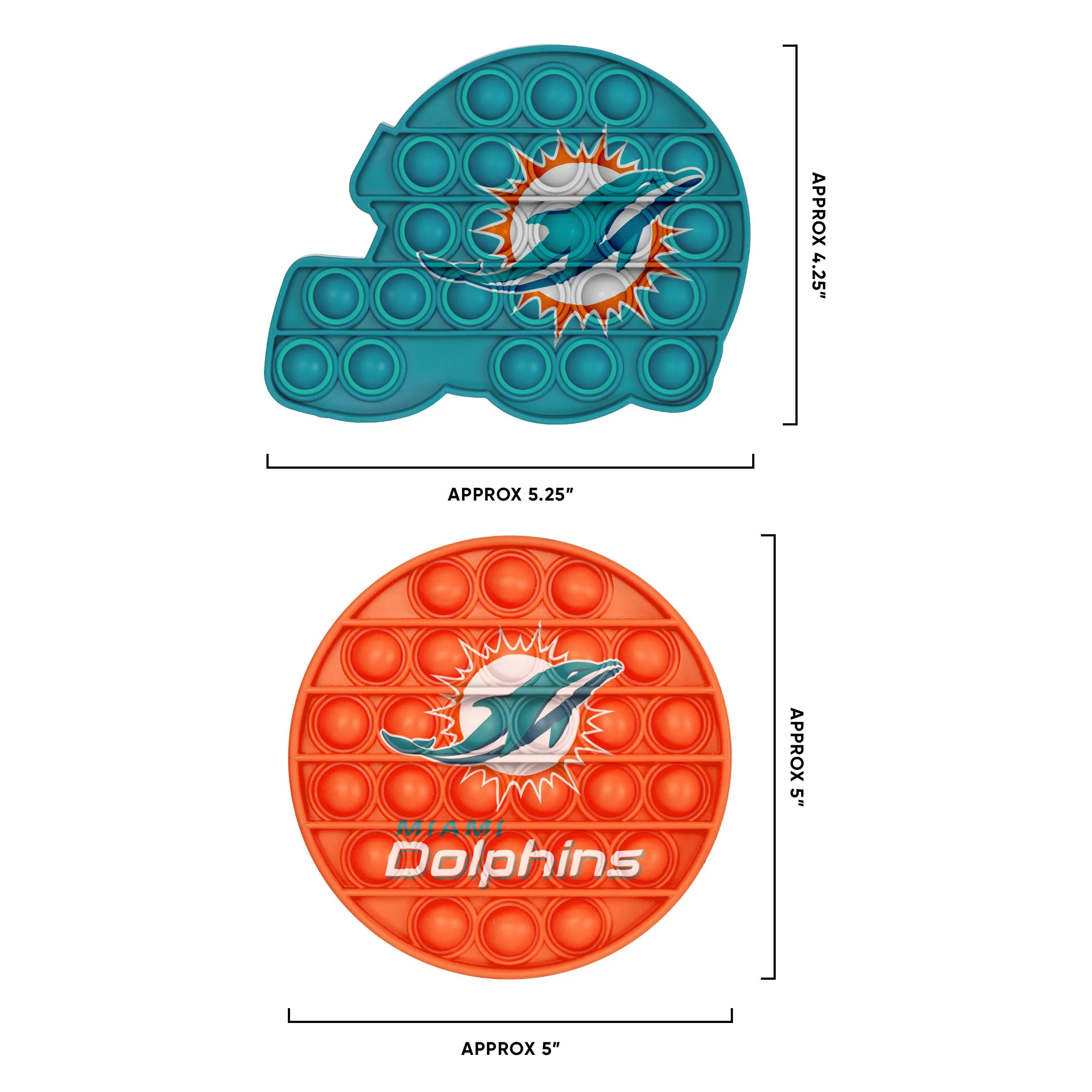 Miami Dolphins NFL 2 Pack Helmet & Circle Push-Itz Fidget - Image 2