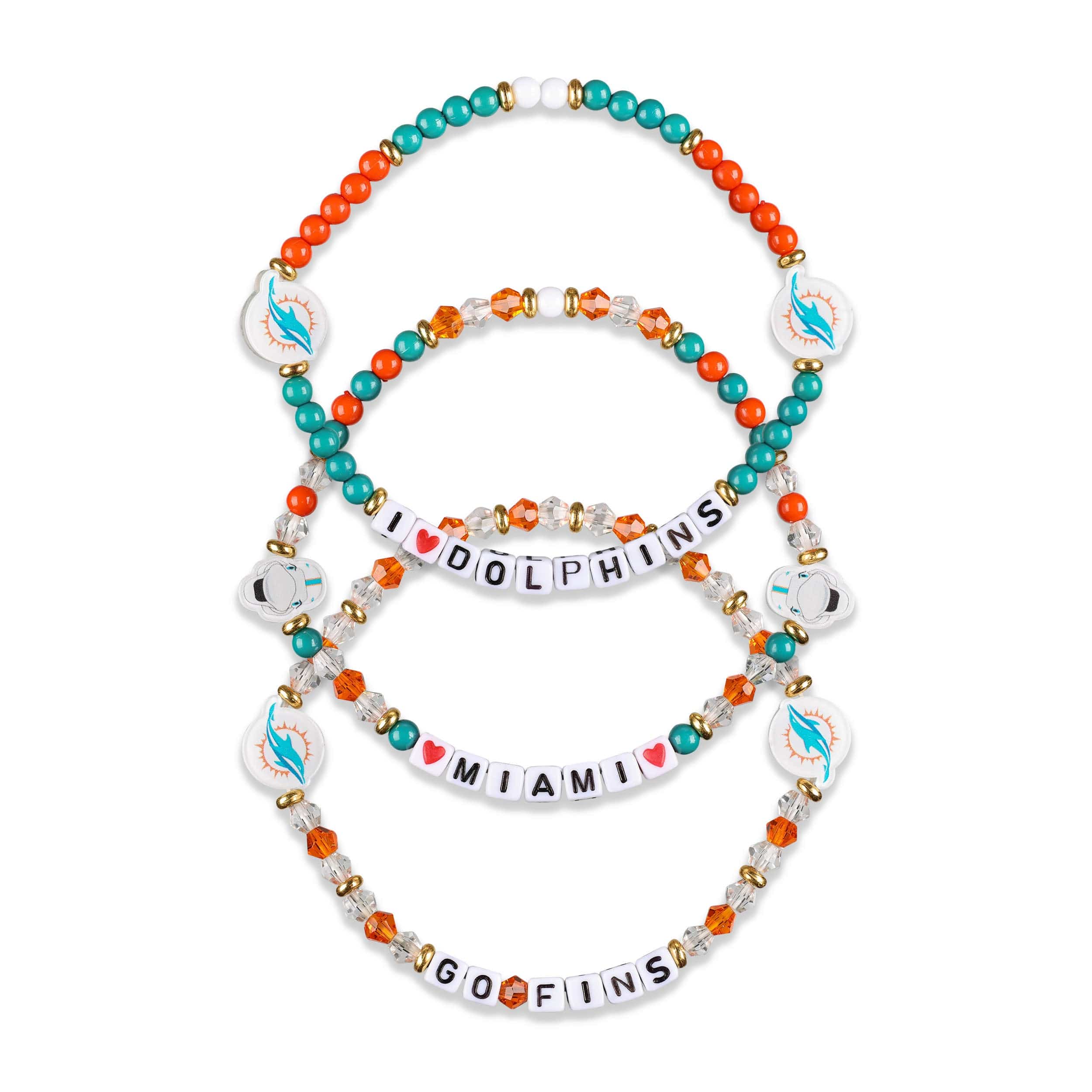 Miami Dolphins NFL 3 Pack Friendship Bracelet
