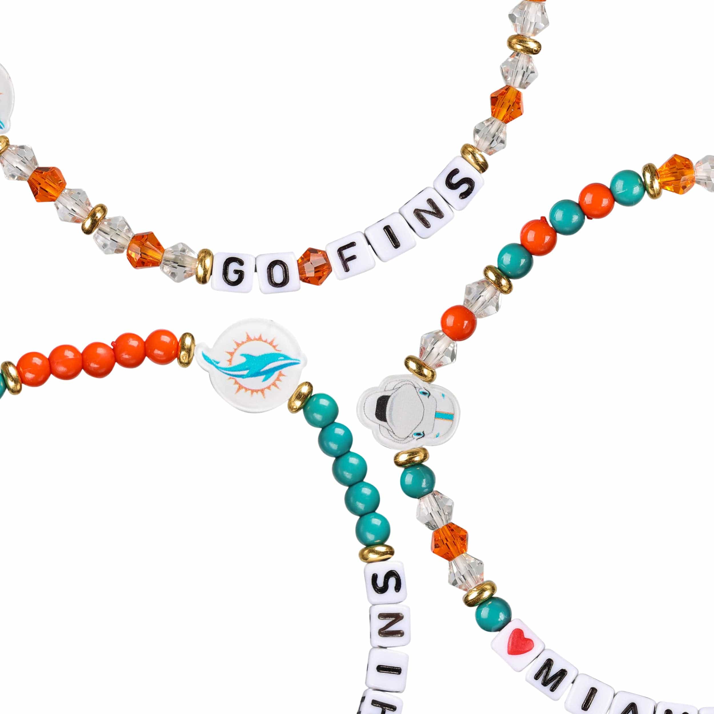 Miami Dolphins NFL 3 Pack Friendship Bracelet - Image 2