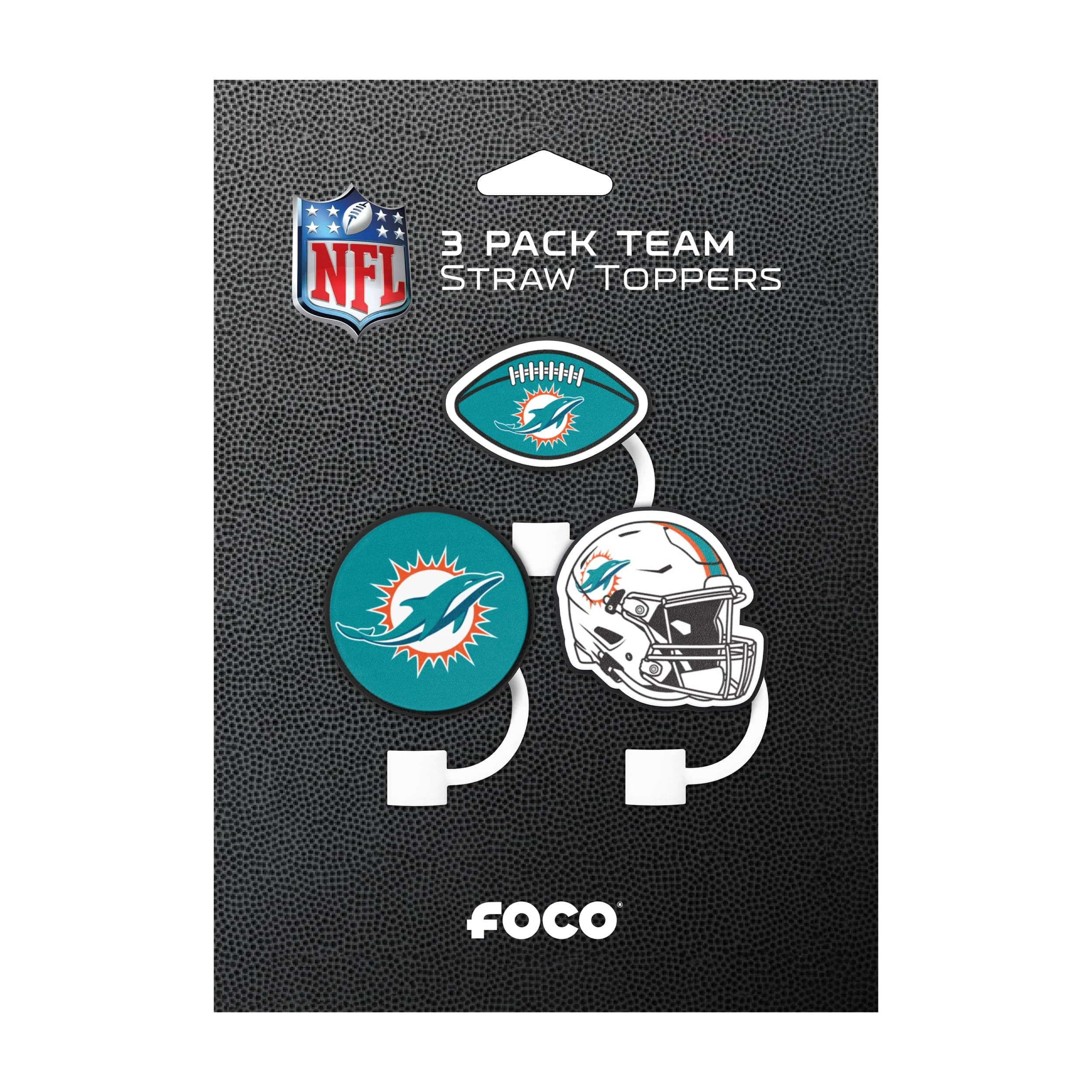 Miami Dolphins NFL 3 Pack Primary Logo Straw Toppers - Image 6