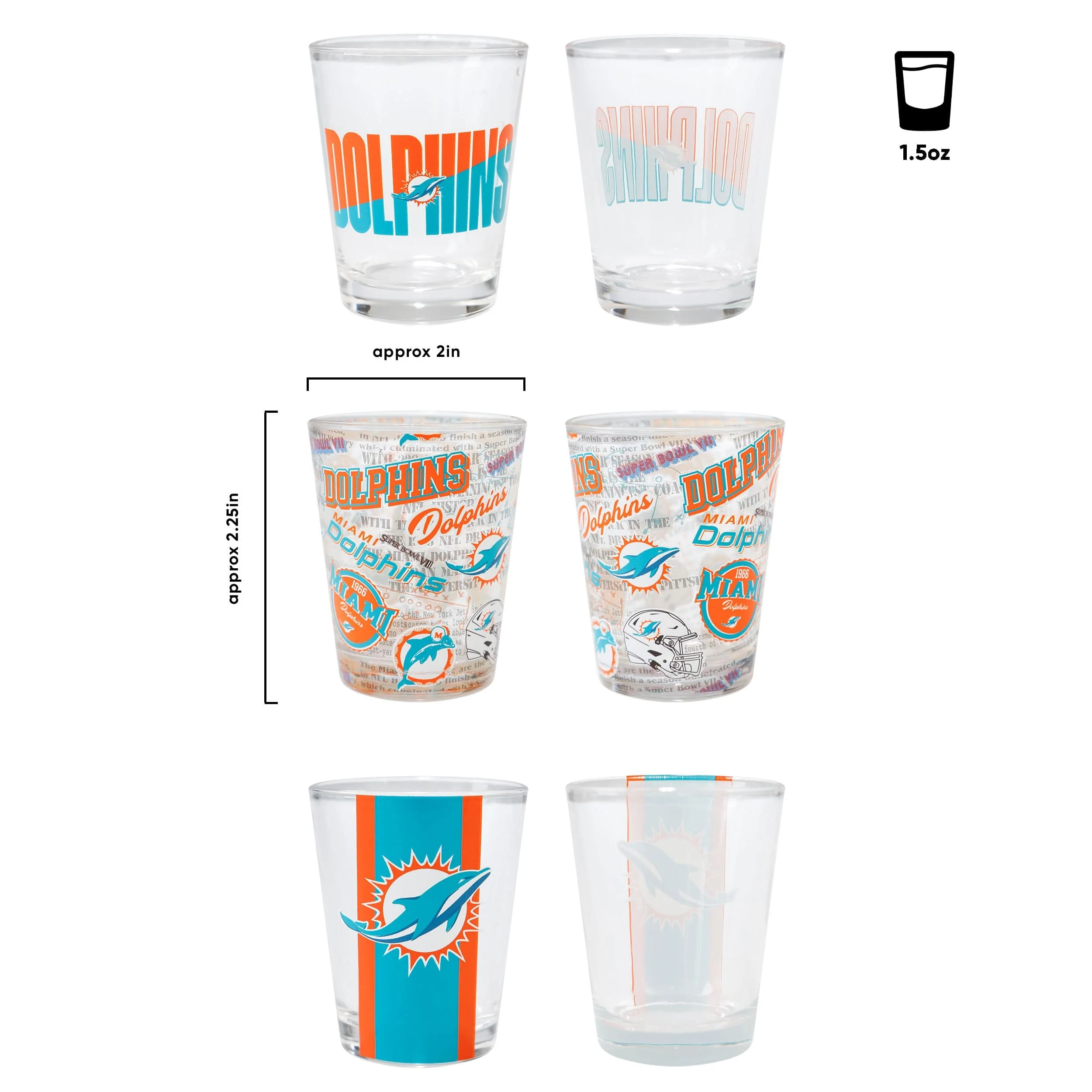 Miami Dolphins NFL 3 Pack Shot Glass - Image 3