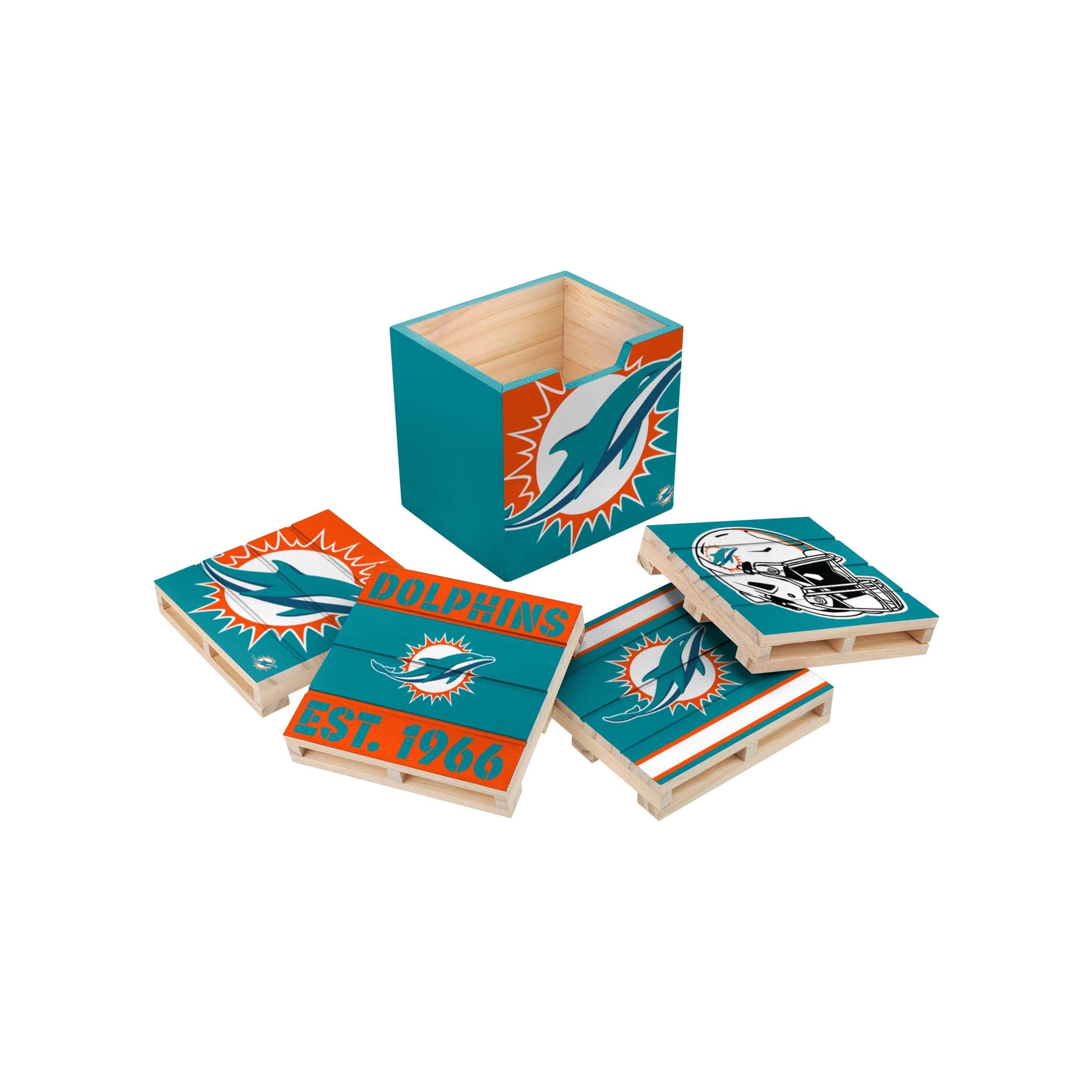 Miami Dolphins NFL 4 Pack Pallet Coaster Set - Image 3