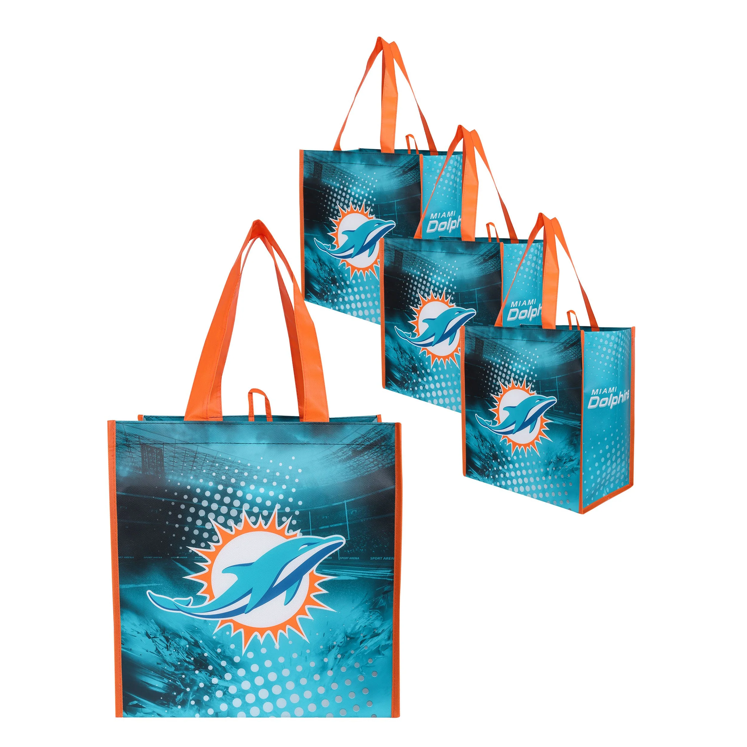 Miami Dolphins NFL 4 Pack Reusable Shopping Bag - Image 2