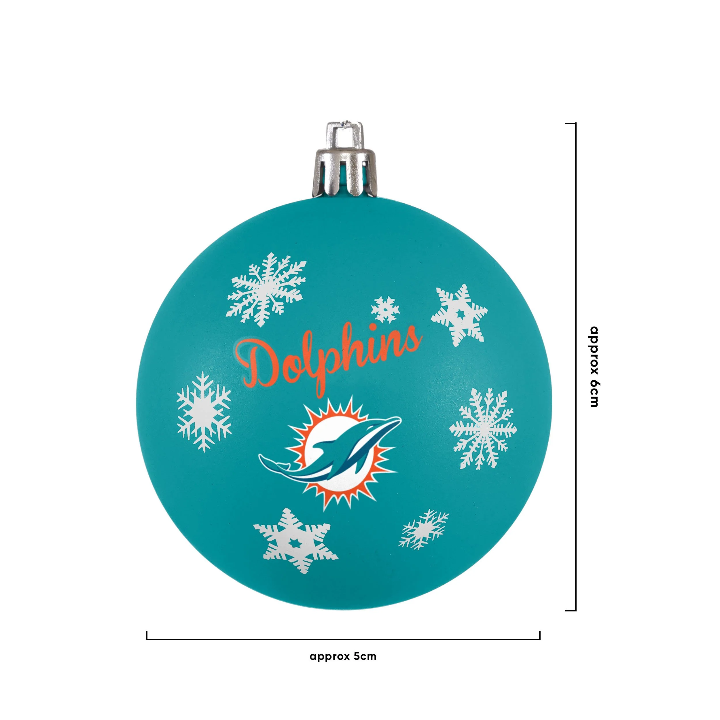 Miami Dolphins NFL 5 Pack Shatterproof Ball Ornament Set - Image 3