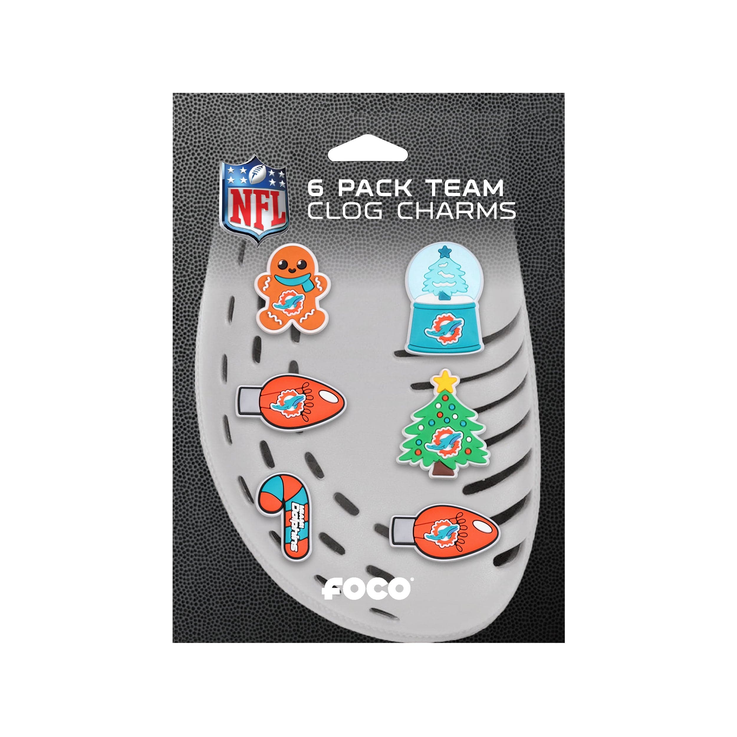 Miami Dolphins NFL 6 Pack Holiday Team Clog Charms - Image 5