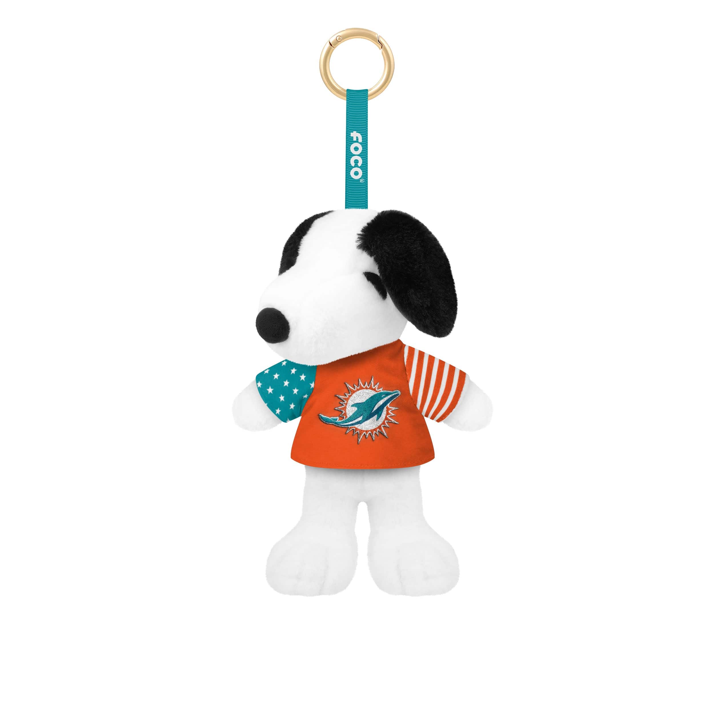 Miami Dolphins NFL Americana Plush Snoopy Peanuts Bag Charm Keychain