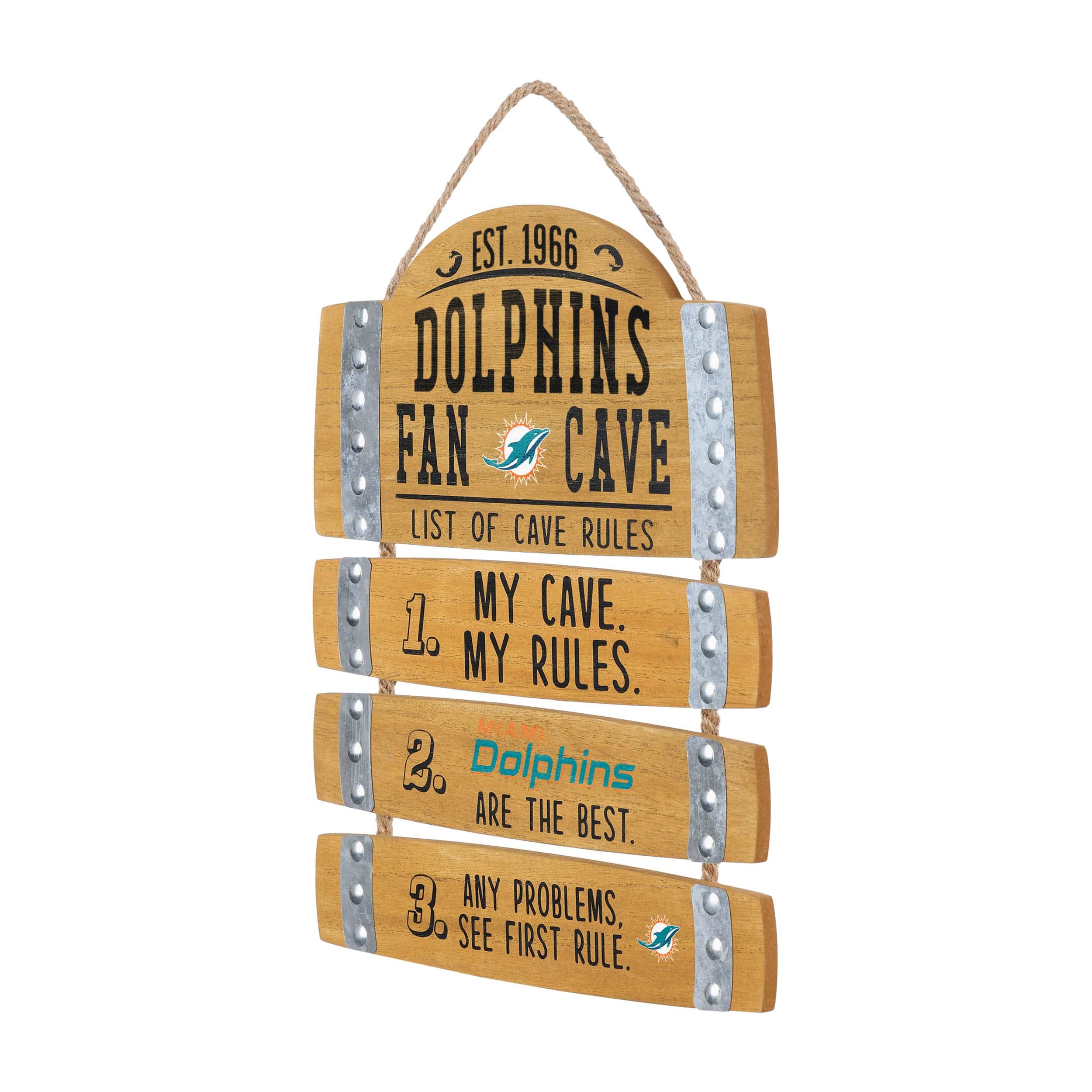 Miami Dolphins NFL Barrel Slat Mancave Sign - Image 2