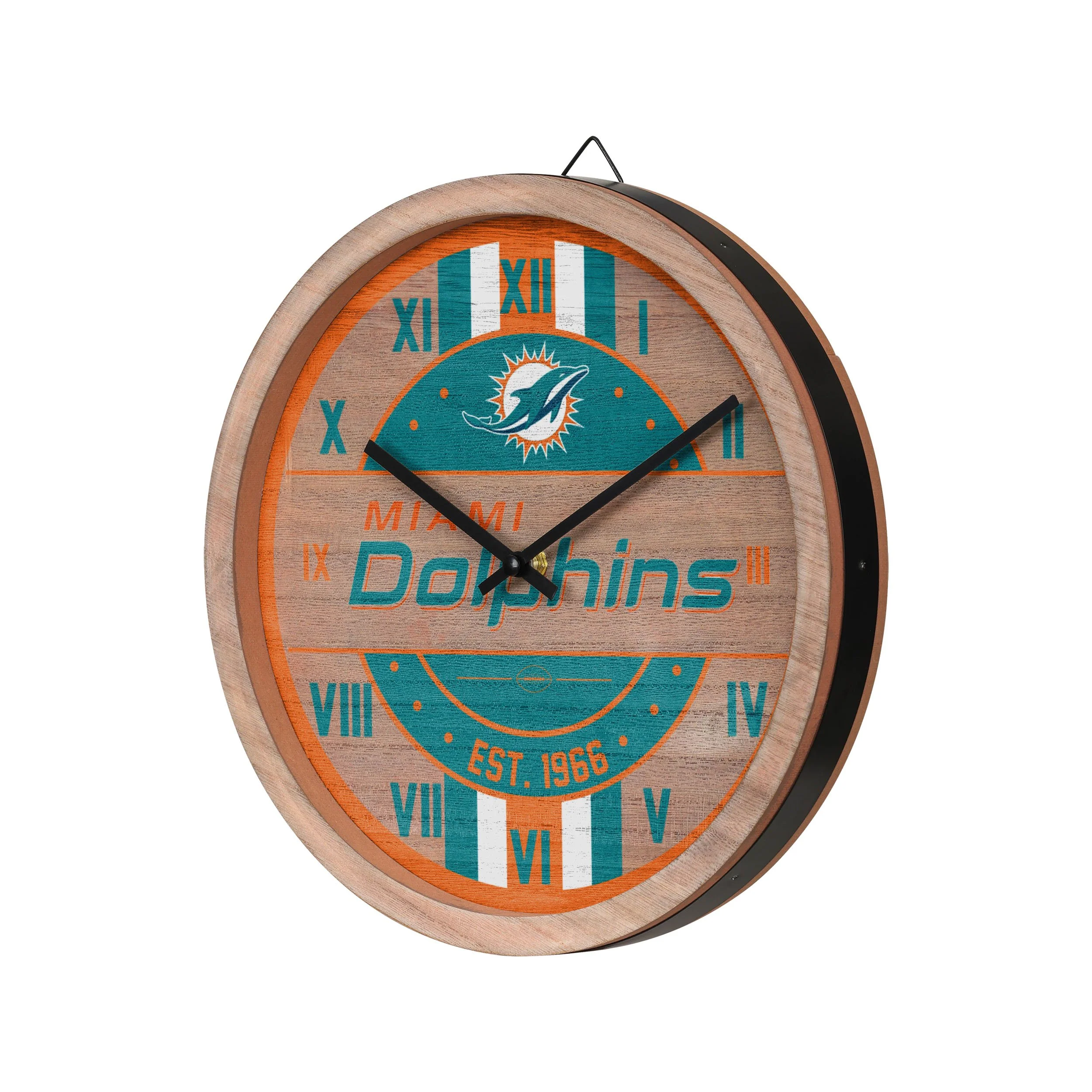 Miami Dolphins NFL Barrel Wall Clock - Image 2