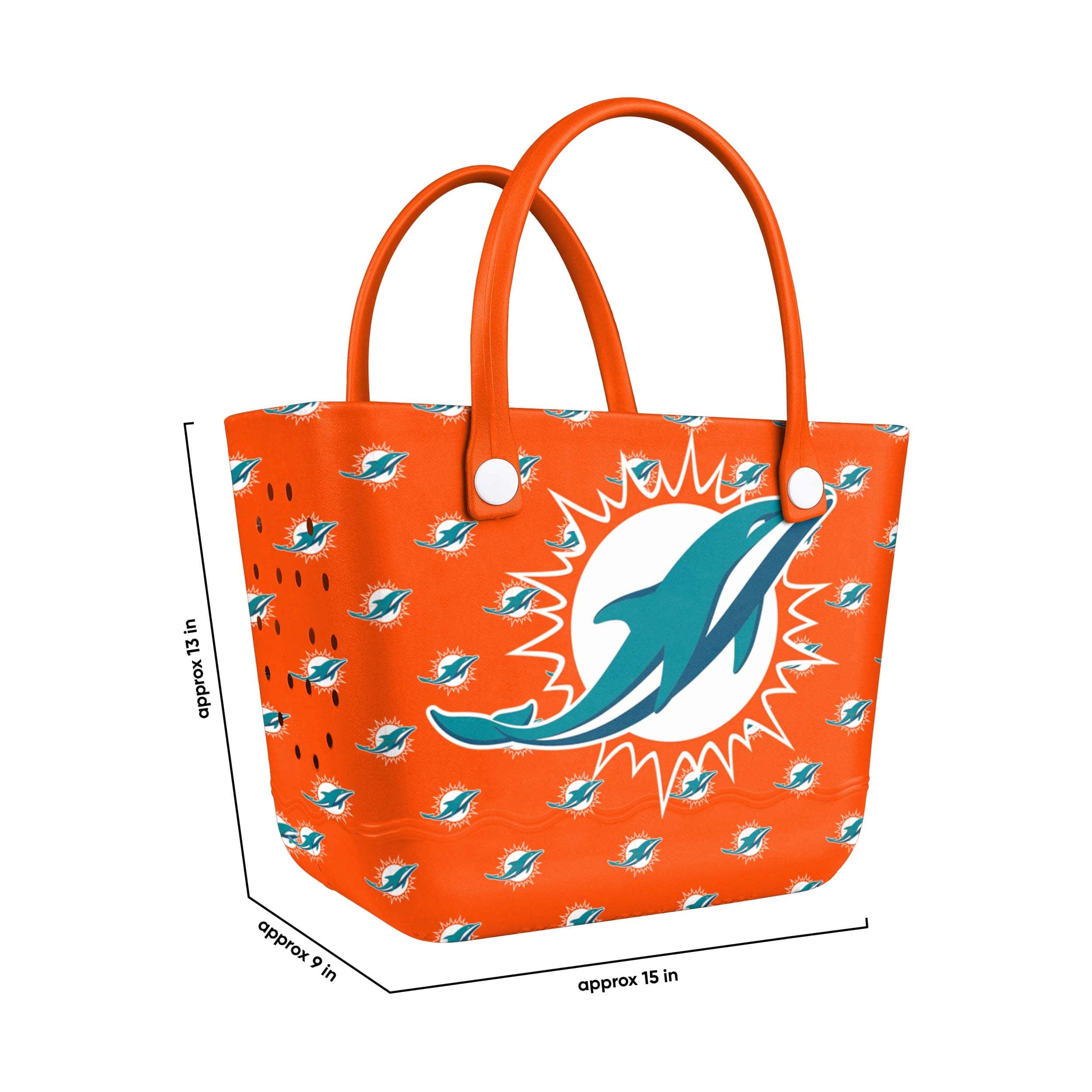 Miami Dolphins NFL Big Logo Mini Print Tailgate Tote Bag - Image 3