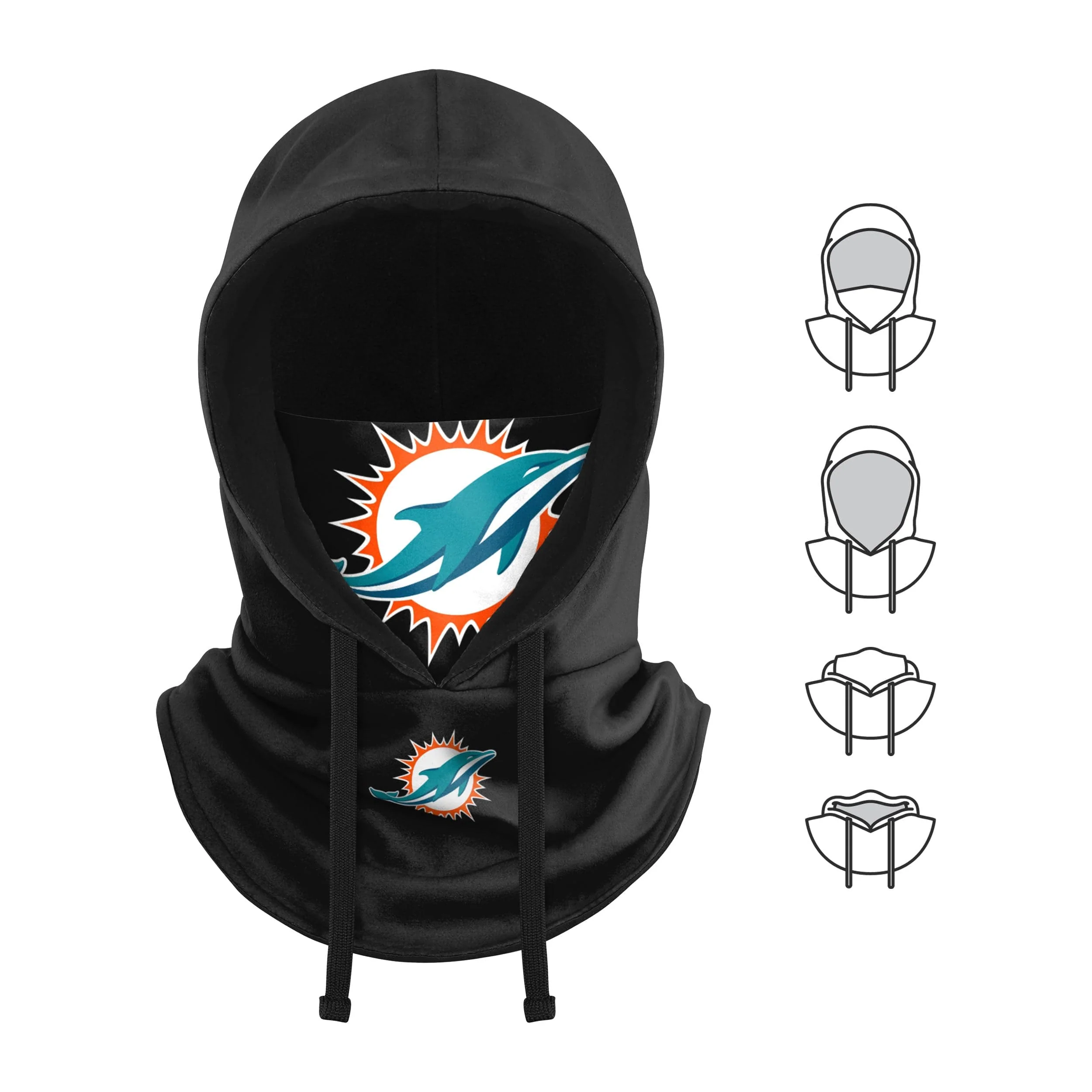 Miami Dolphins NFL Black Drawstring Hooded Gaiter - Image 5