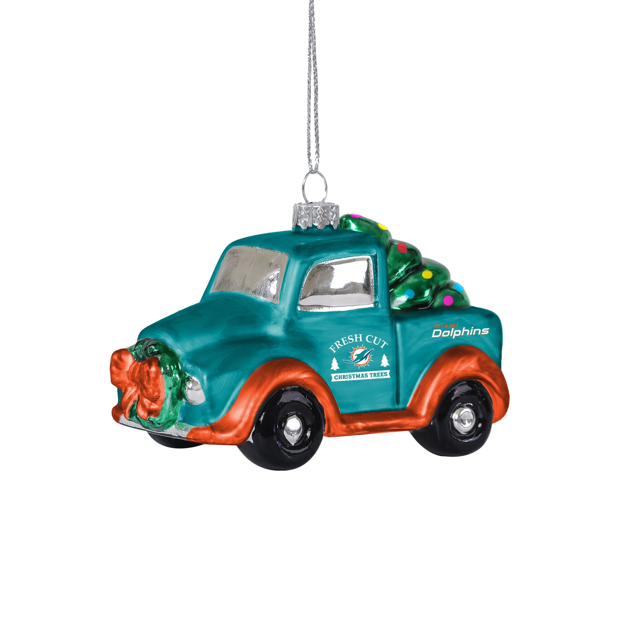 Miami Dolphins NFL Blown Glass Truck Ornament - Image 2