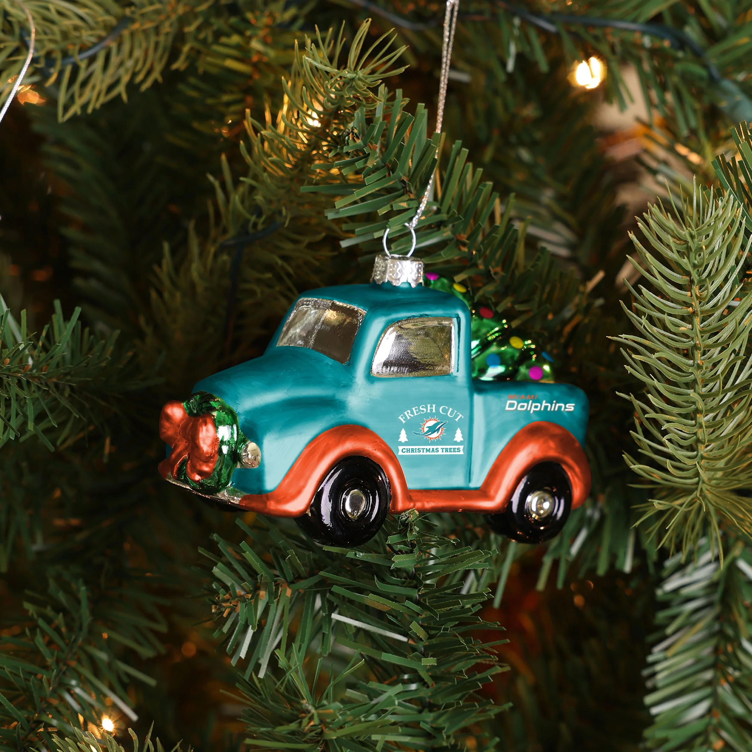 Miami Dolphins NFL Blown Glass Truck Ornament - Image 3