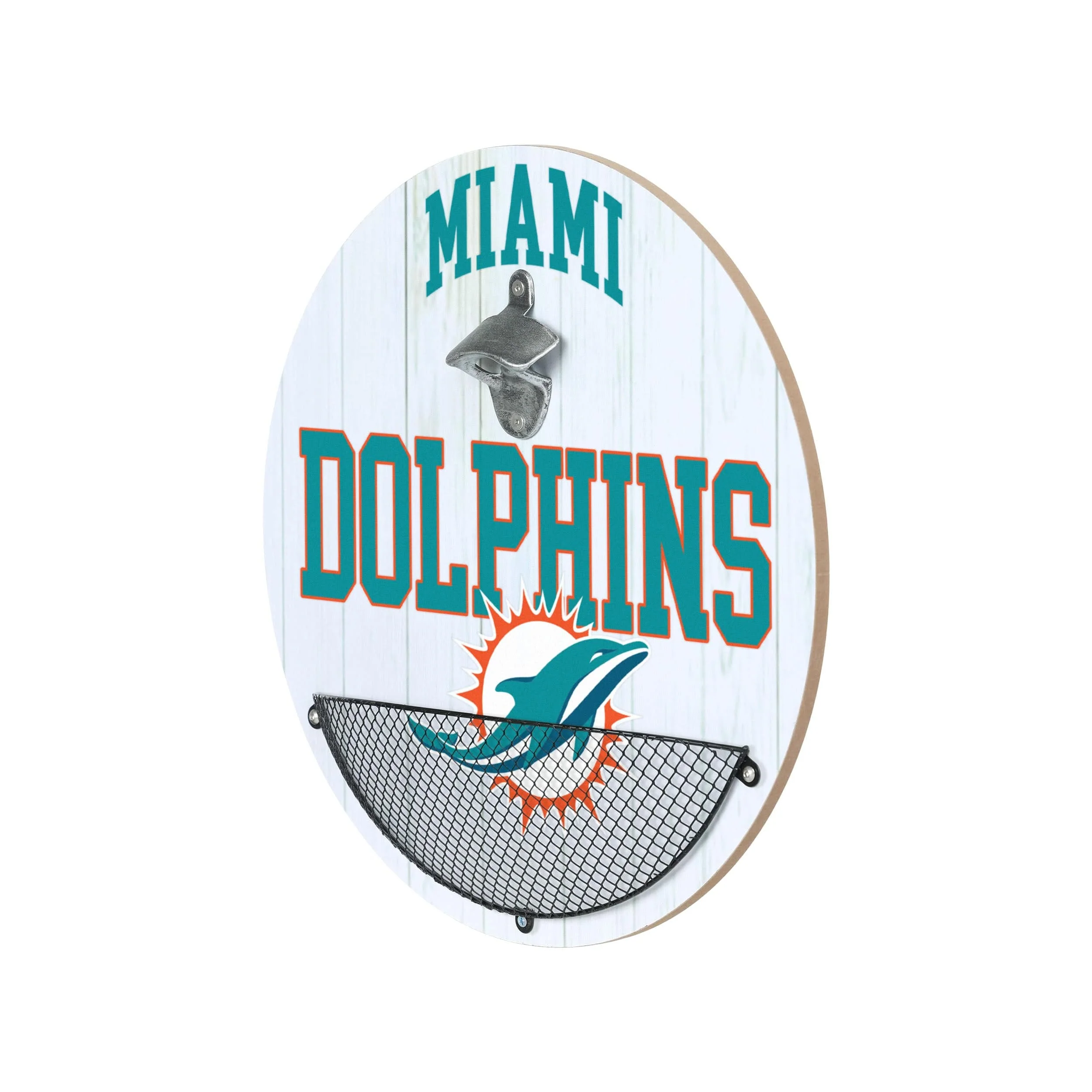 Miami Dolphins NFL Bottle Opener Cap Catcher Wall Sign - Image 2