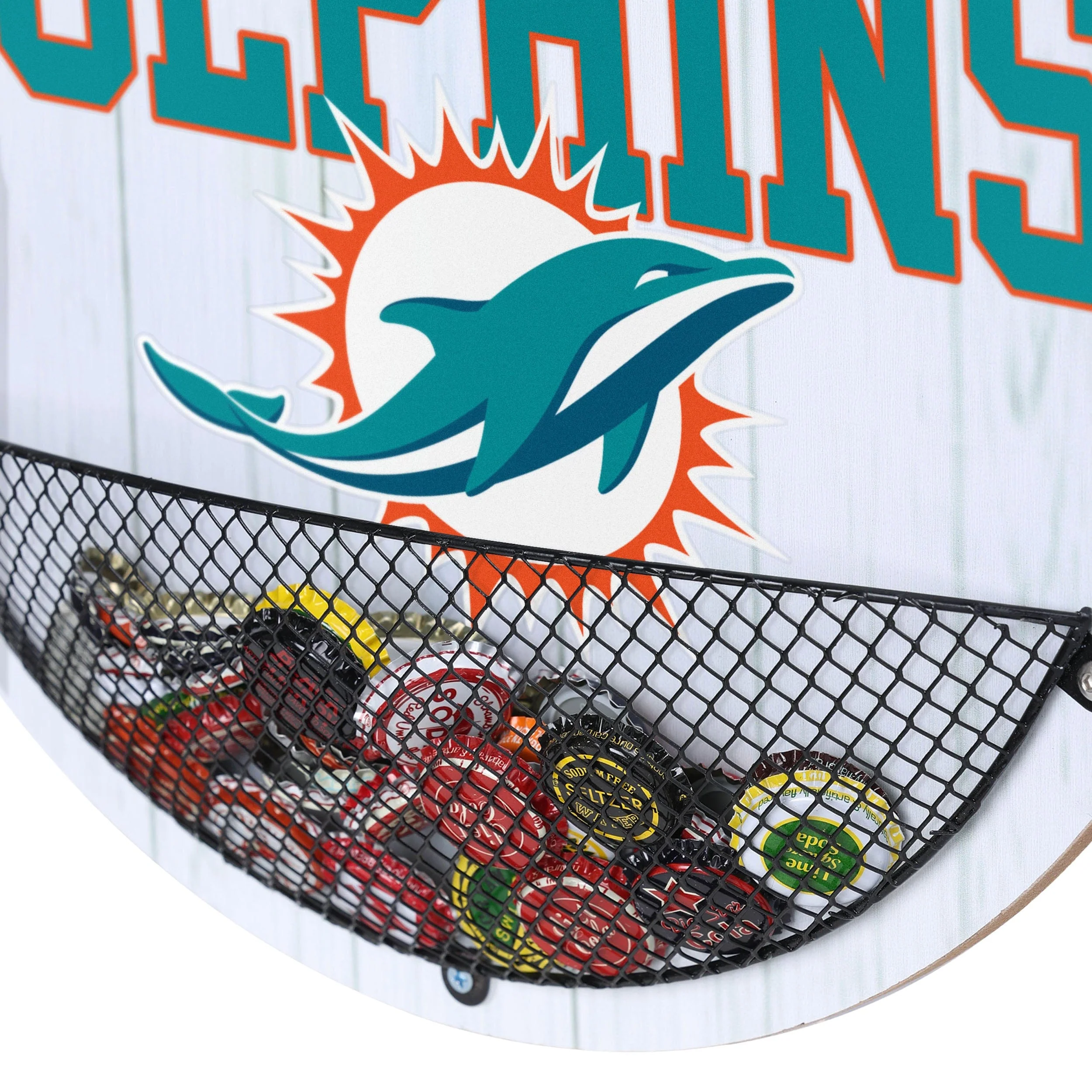 Miami Dolphins NFL Bottle Opener Cap Catcher Wall Sign - Image 4