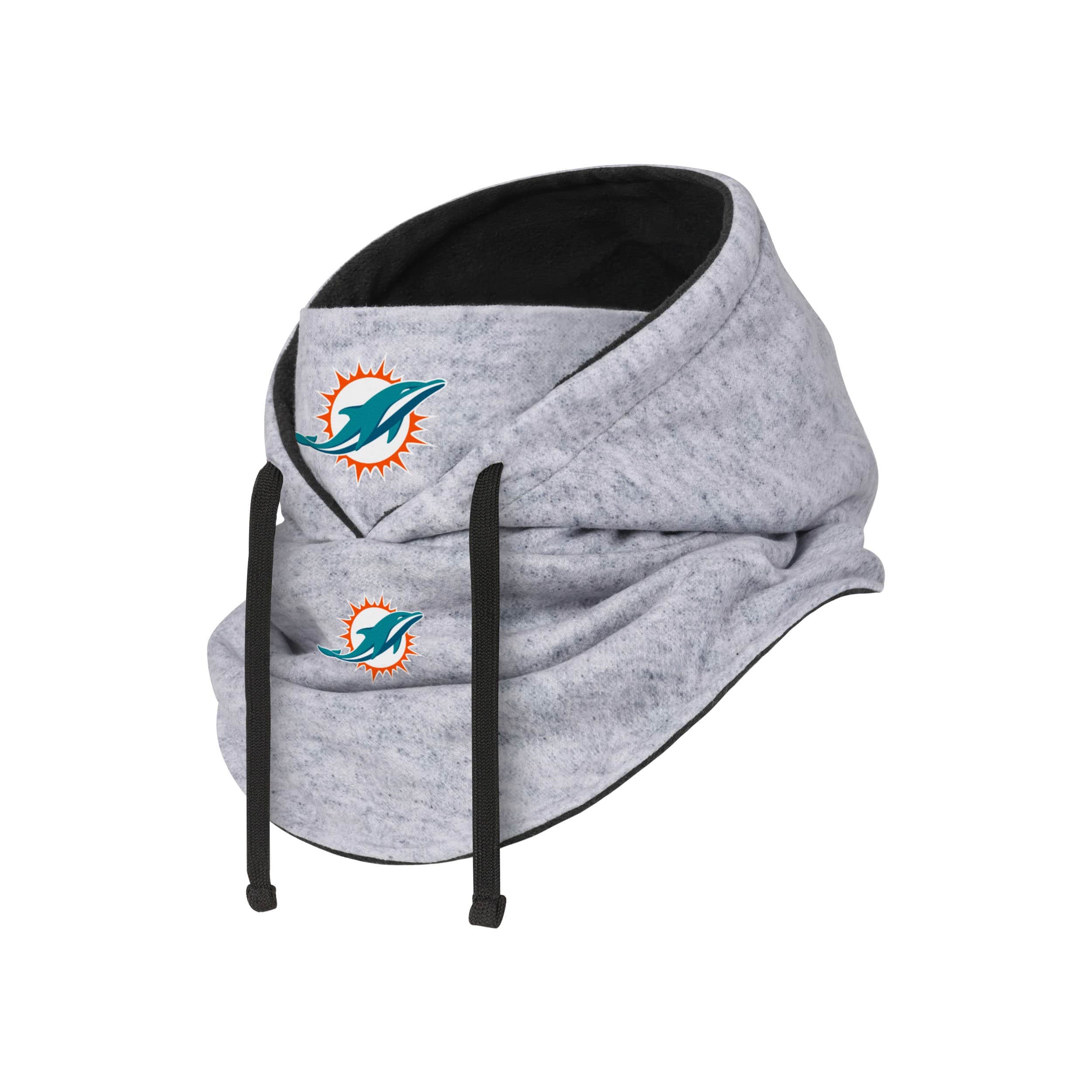 Miami Dolphins NFL Heather Gray Drawstring Hooded Gaiter Scarf - Image 2