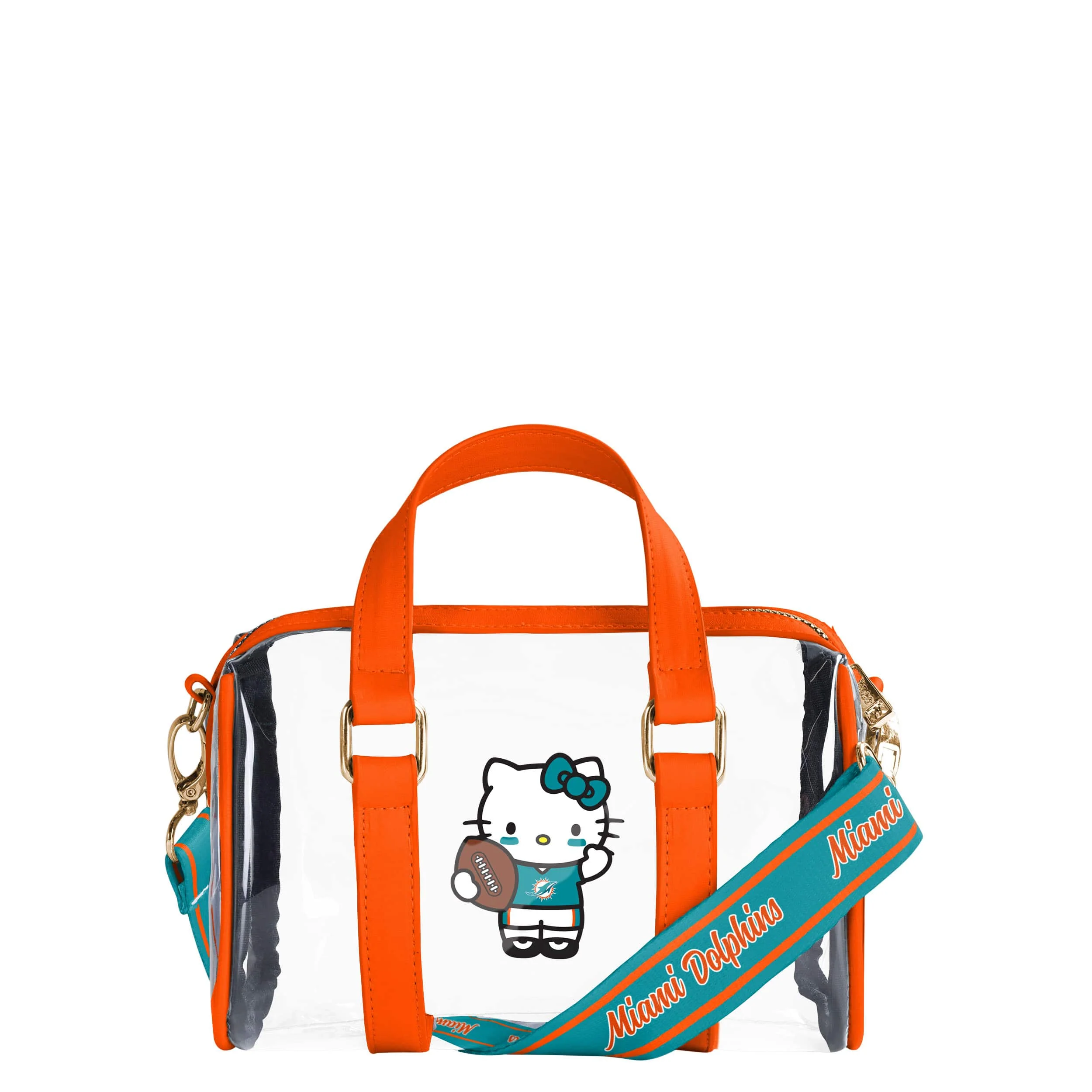 Miami Dolphins NFL Hello Kitty® Clear Barrel Bag - (PREORDER - SHIPS MID JULY)