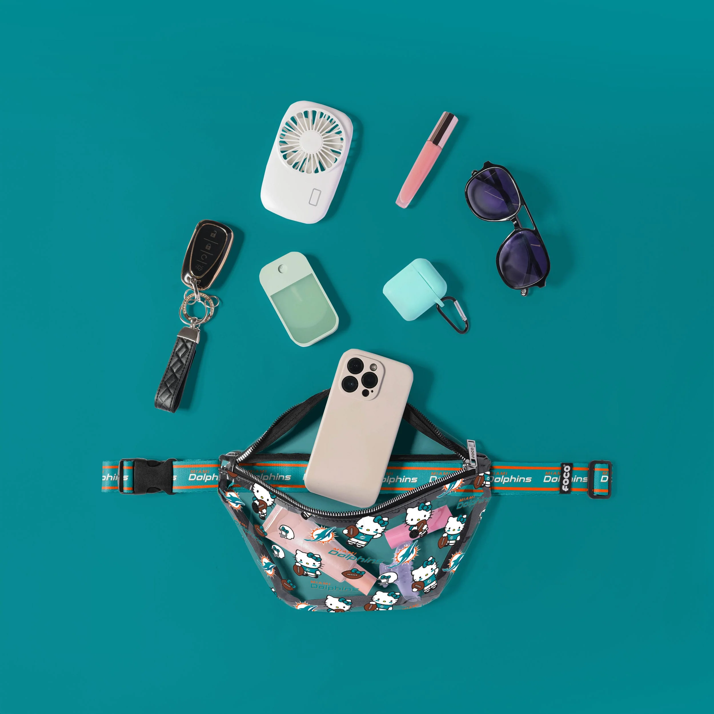 Miami Dolphins NFL Hello Kitty® Clear Fanny Pack (PREORDER - SHIPS MID JULY) - Image 3