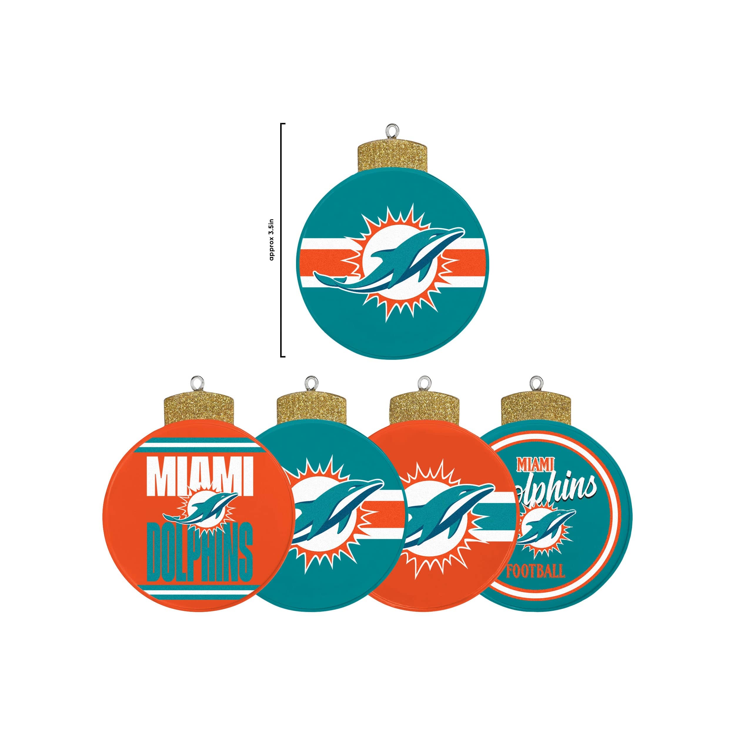 Miami Dolphins NFL Holiday 5 Pack Coaster Set - Image 5
