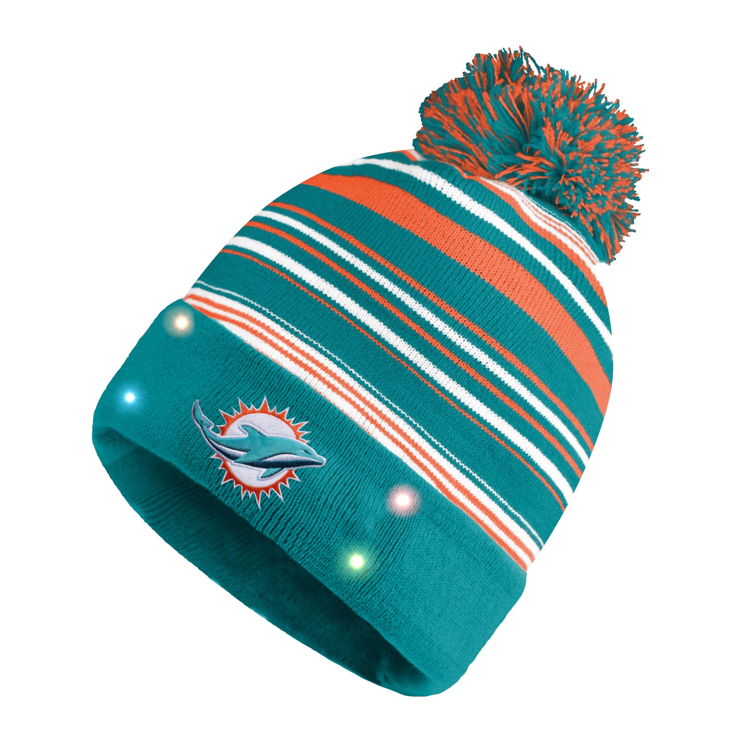Miami Dolphins NFL Horizontal Stripe Light Up Beanie