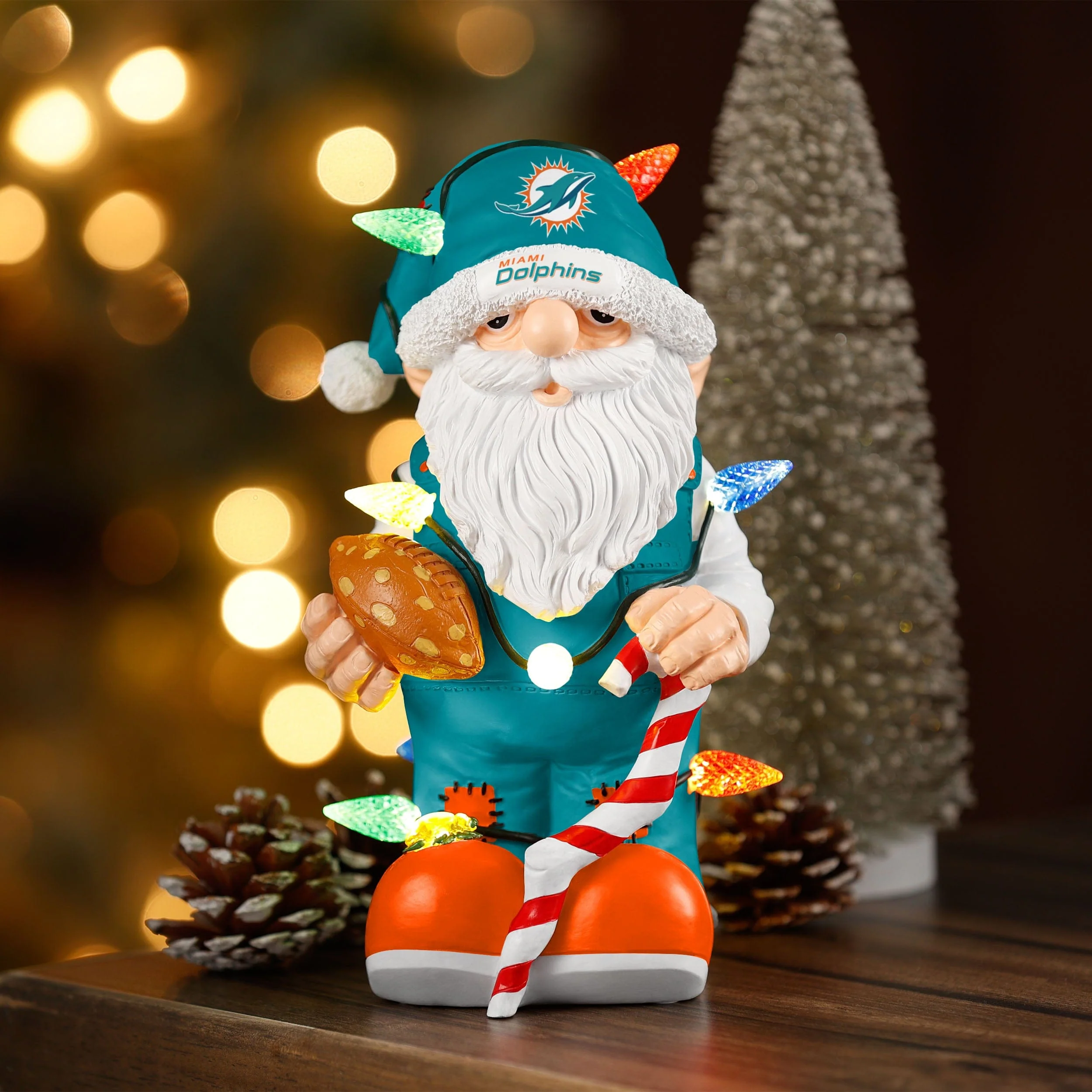 Miami Dolphins NFL Light Up Holiday Gnome - Image 2
