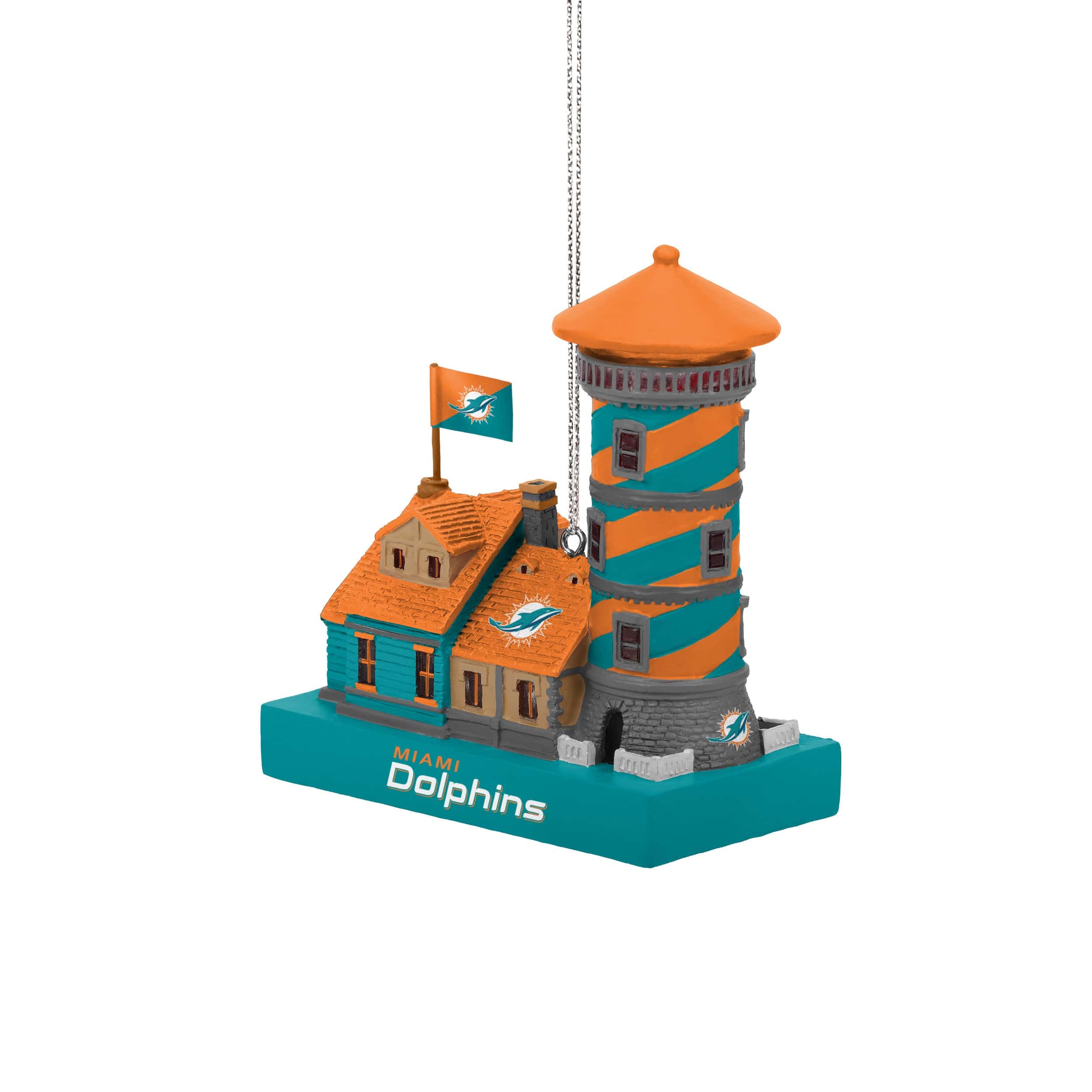 Miami Dolphins NFL Light Up Resin Lighthouse Ornament - Image 2
