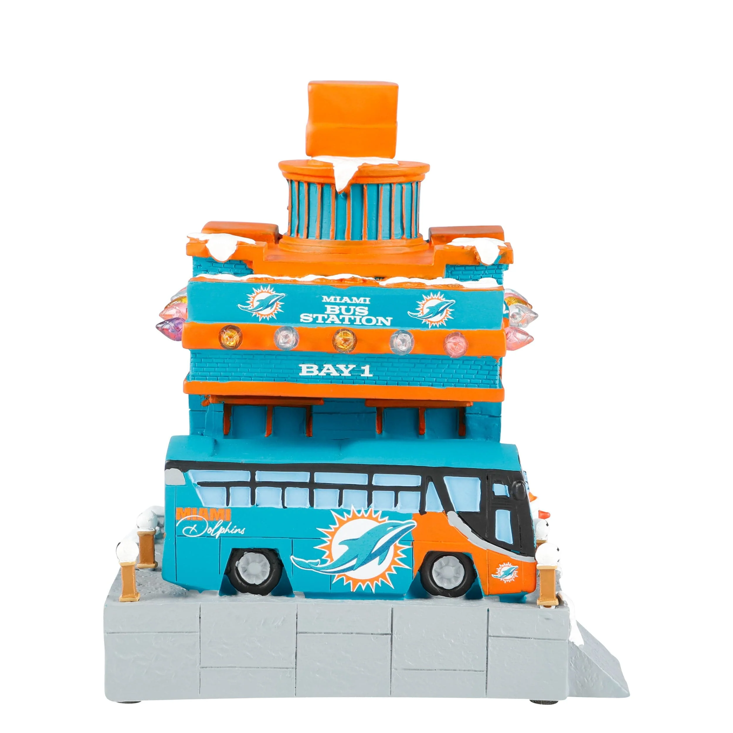Miami Dolphins NFL Light Up Resin Team Bus Station - Image 3