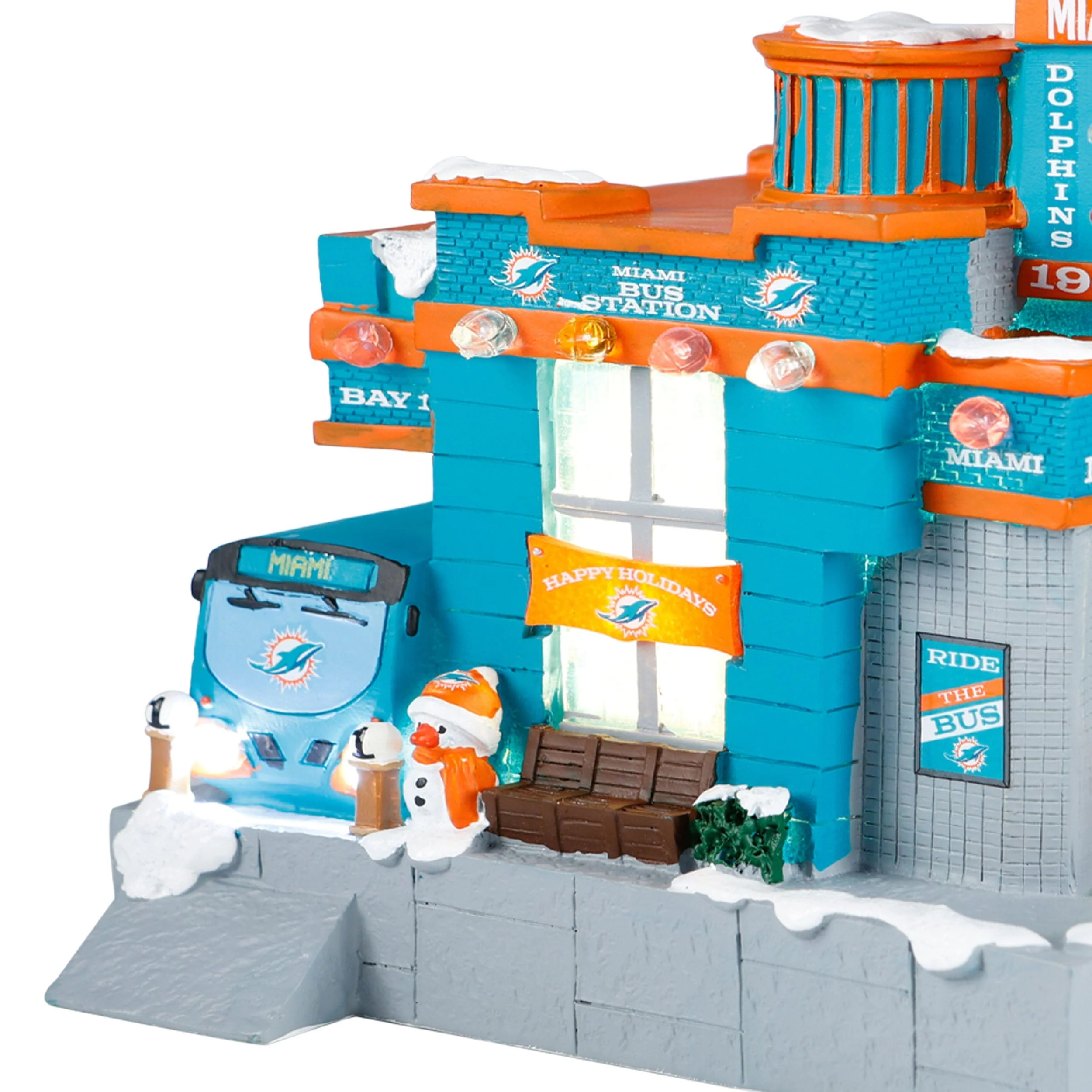 Miami Dolphins NFL Light Up Resin Team Bus Station - Image 4