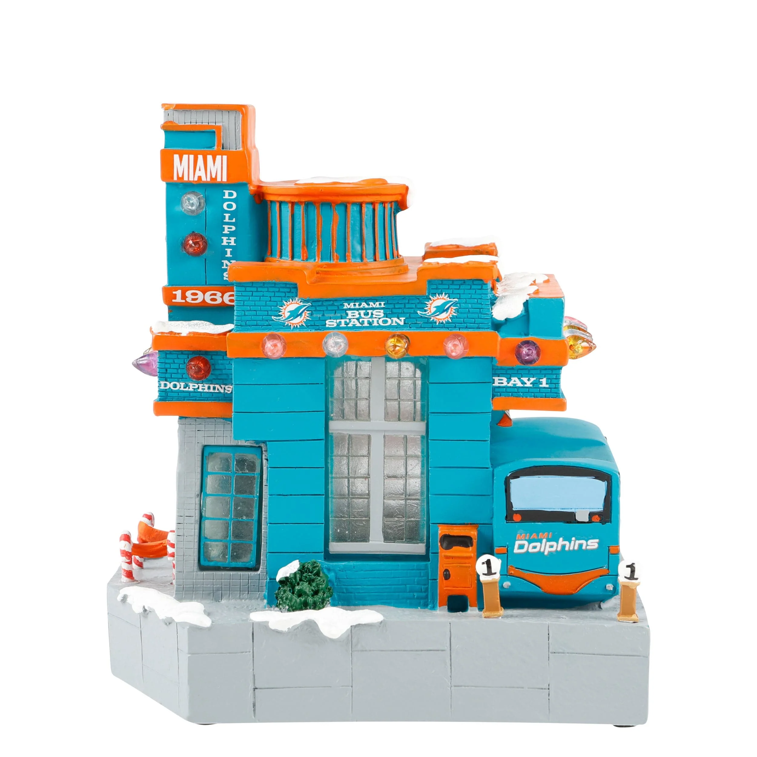 Miami Dolphins NFL Light Up Resin Team Bus Station - Image 5