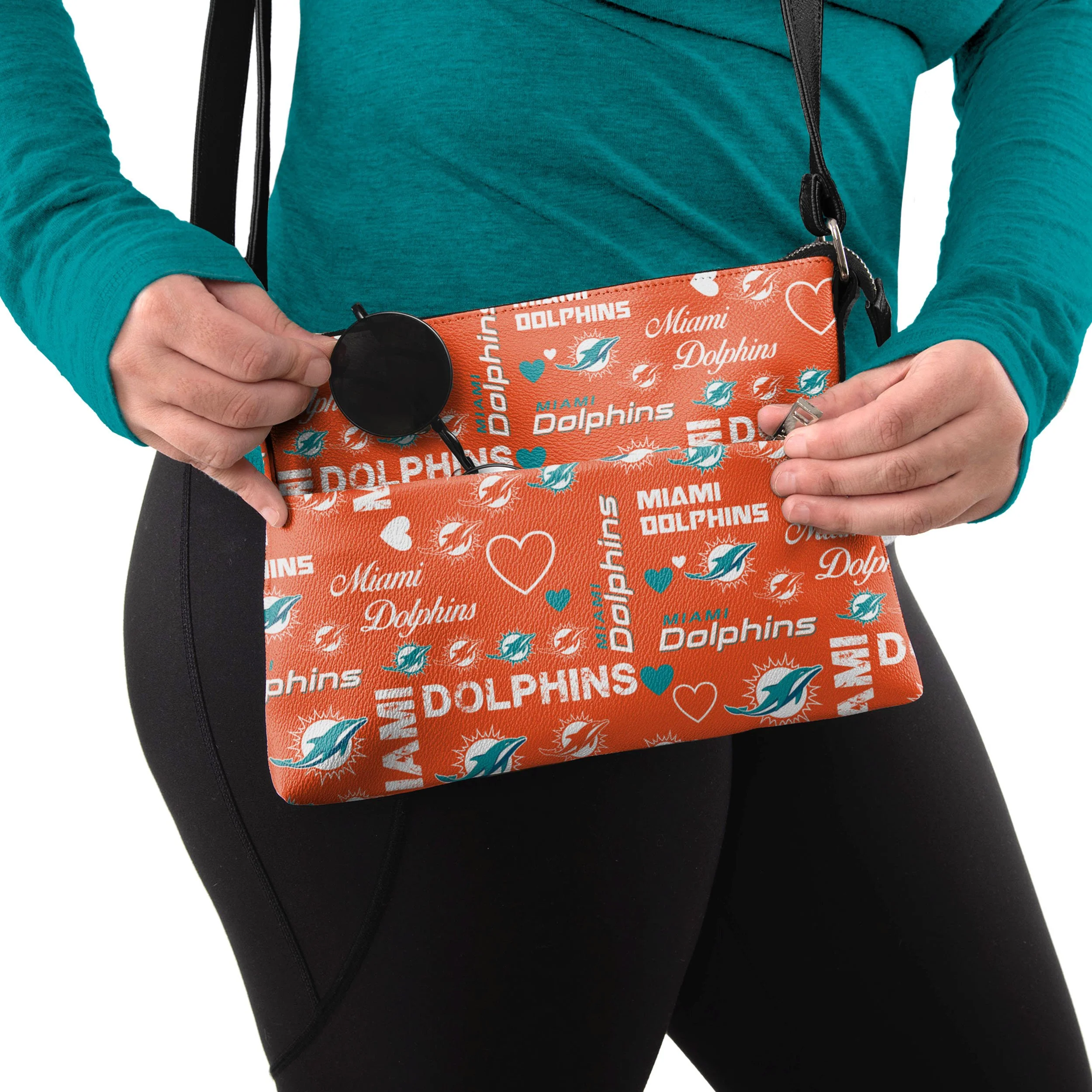 Miami Dolphins NFL Logo Love Crossbody Purse - Image 3
