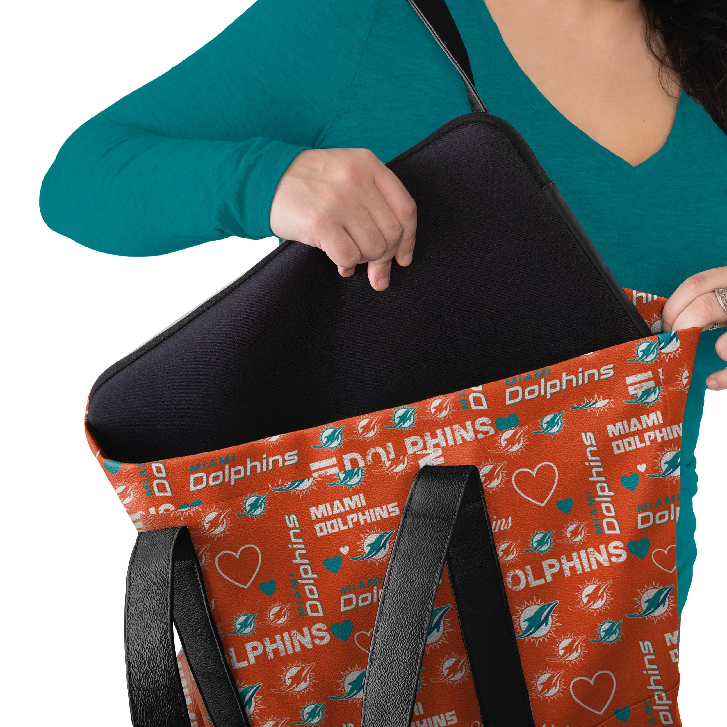 Miami Dolphins NFL Logo Love Tote Bag - Image 3