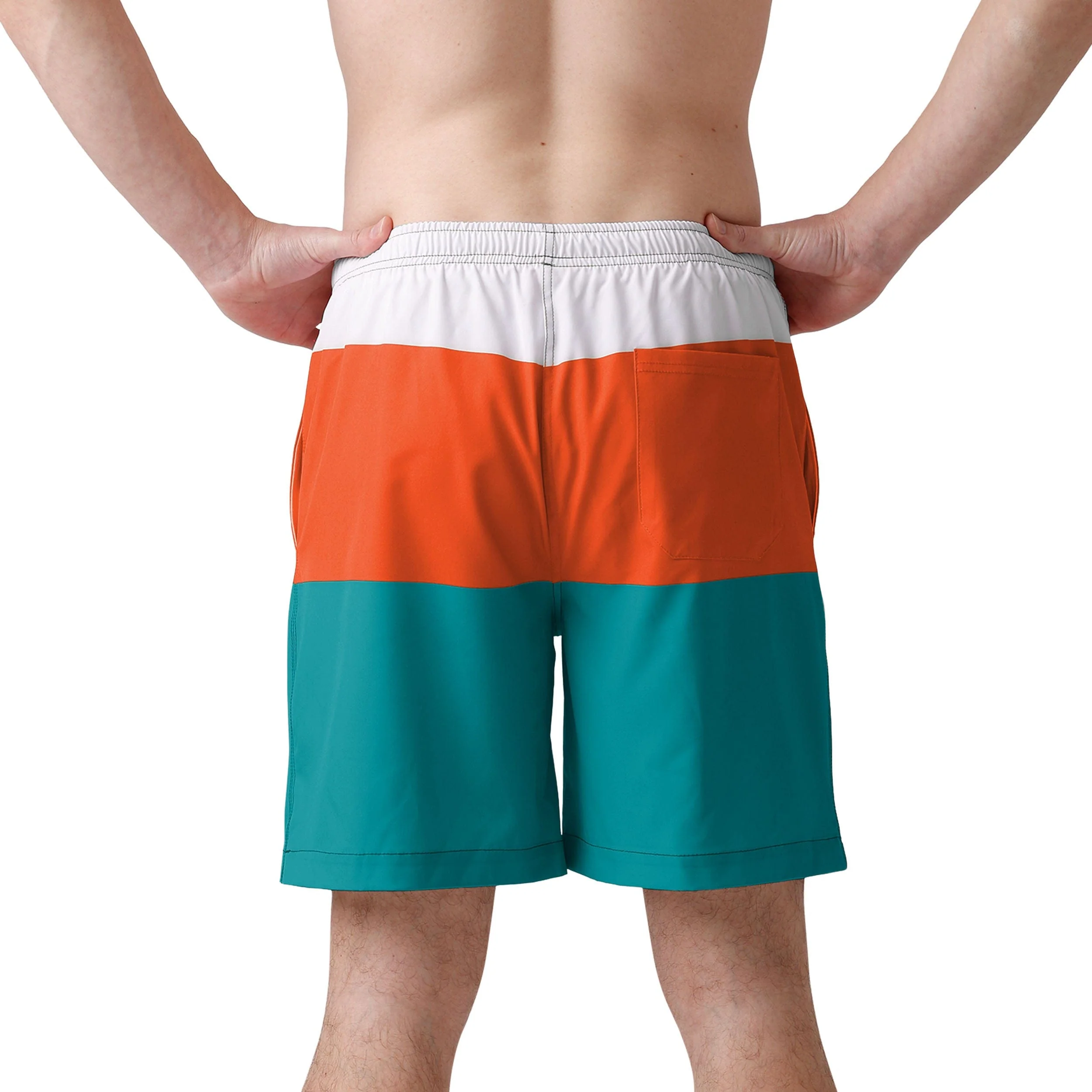 Miami Dolphins NFL Mens 3 Stripe Big Logo Swimming Trunks - Image 3