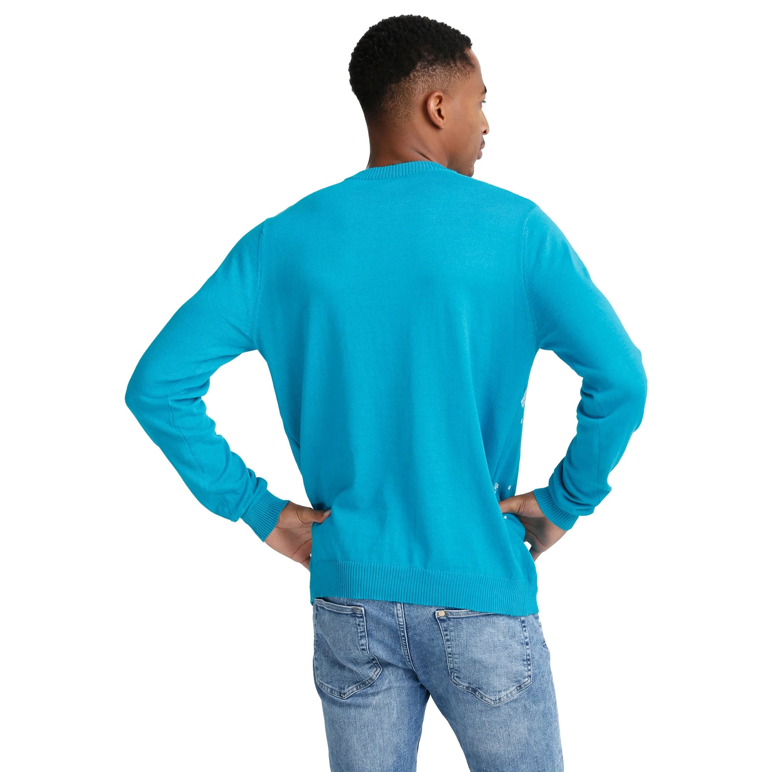 Miami Dolphins NFL Mens Dear Santa Light Up Sweater - Image 3