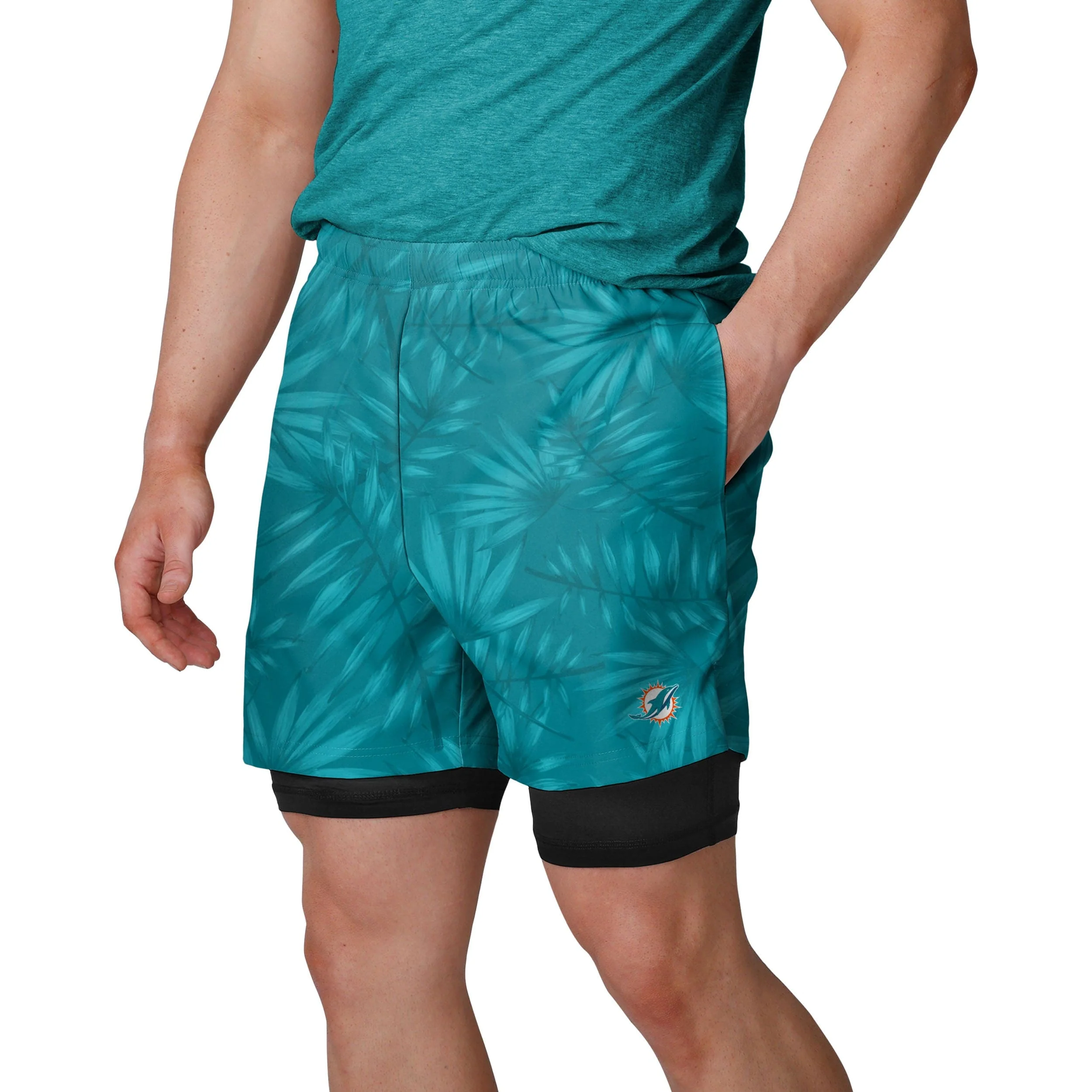 Miami Dolphins NFL Mens Floral Black Liner Shorts - Image 2