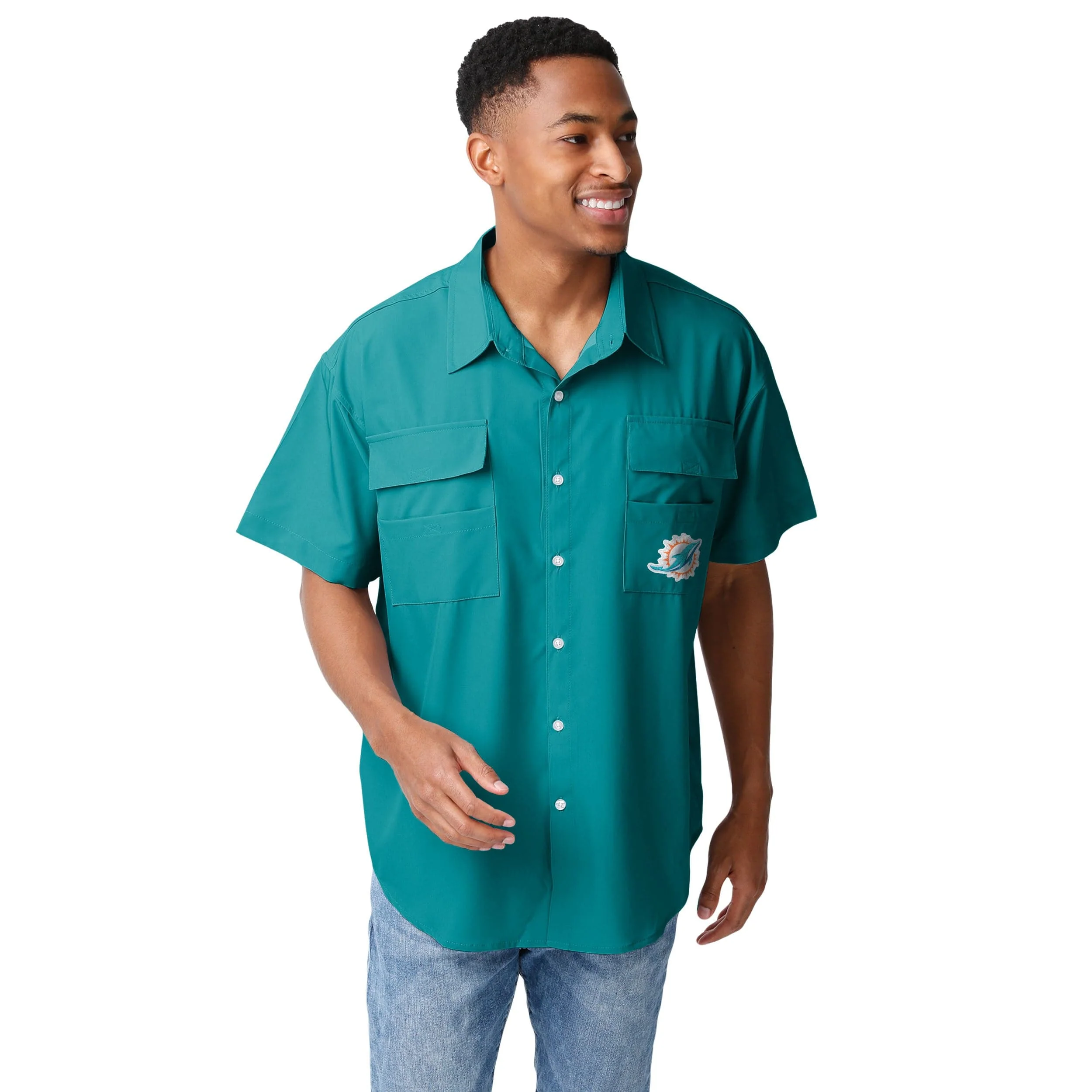 Miami Dolphins NFL Mens Gone Fishing Shirt - Image 3