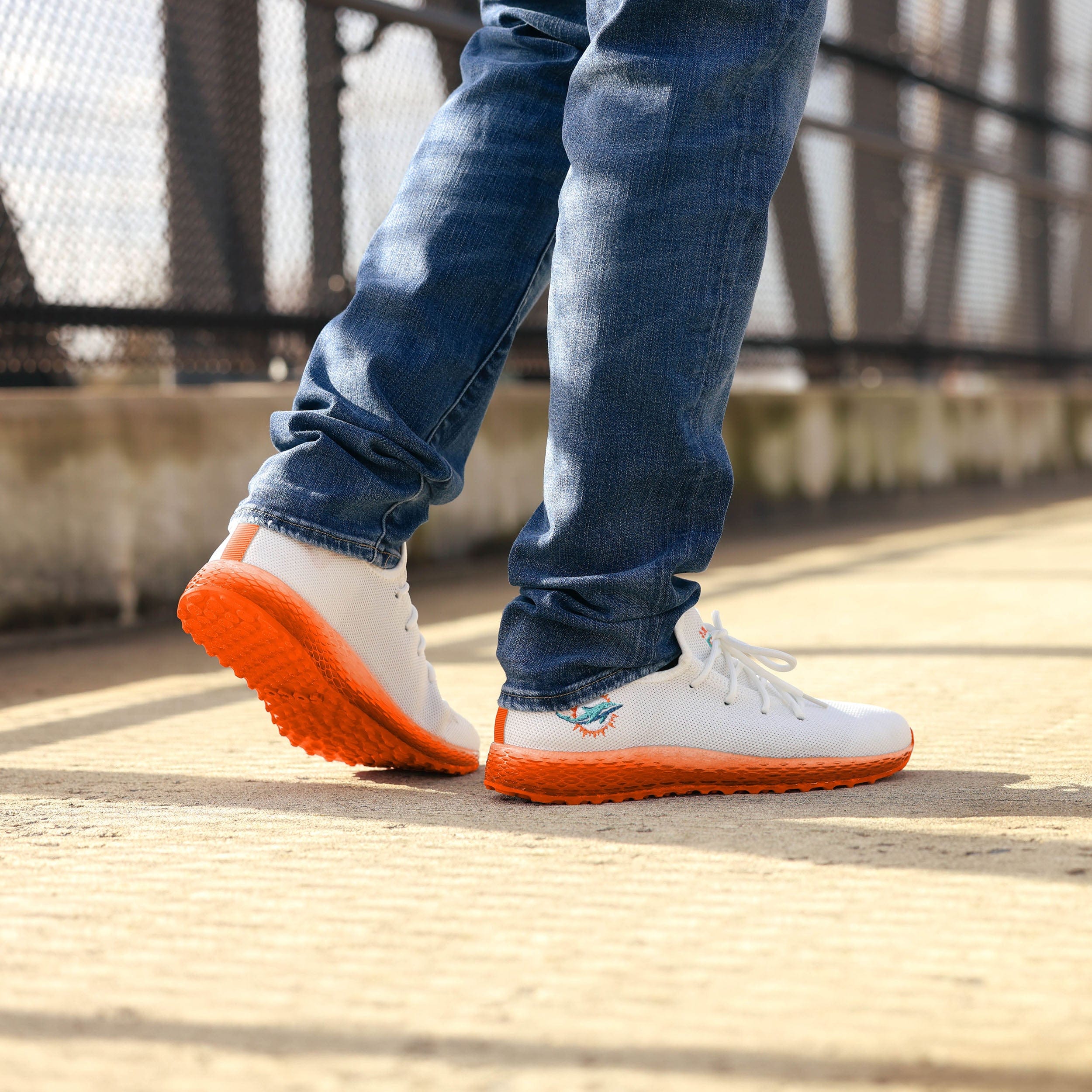 Miami Dolphins NFL Mens Gradient Midsole White Sneakers - Image 3