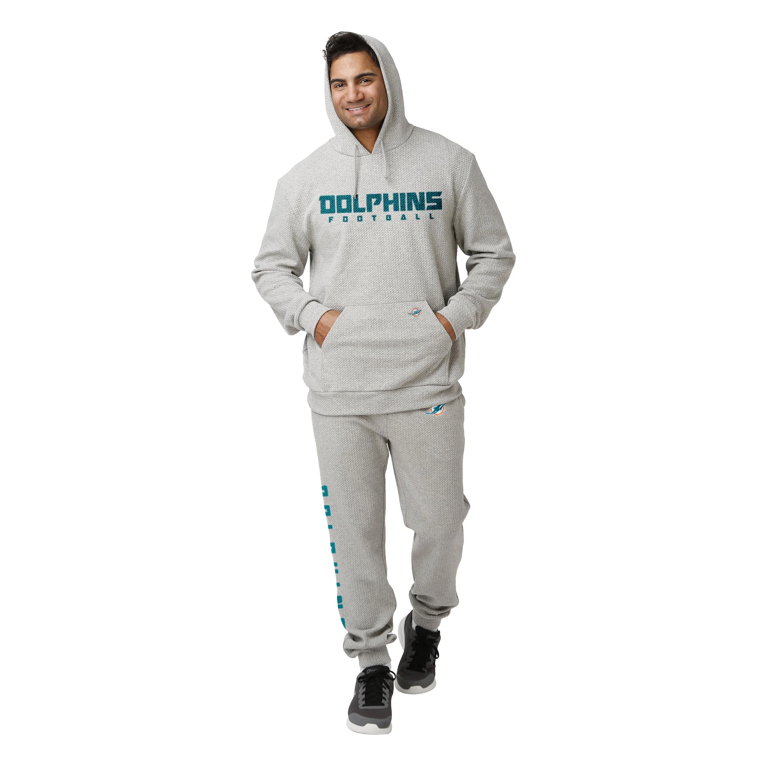 Miami Dolphins NFL Mens Gray Woven Hoodie - Image 2