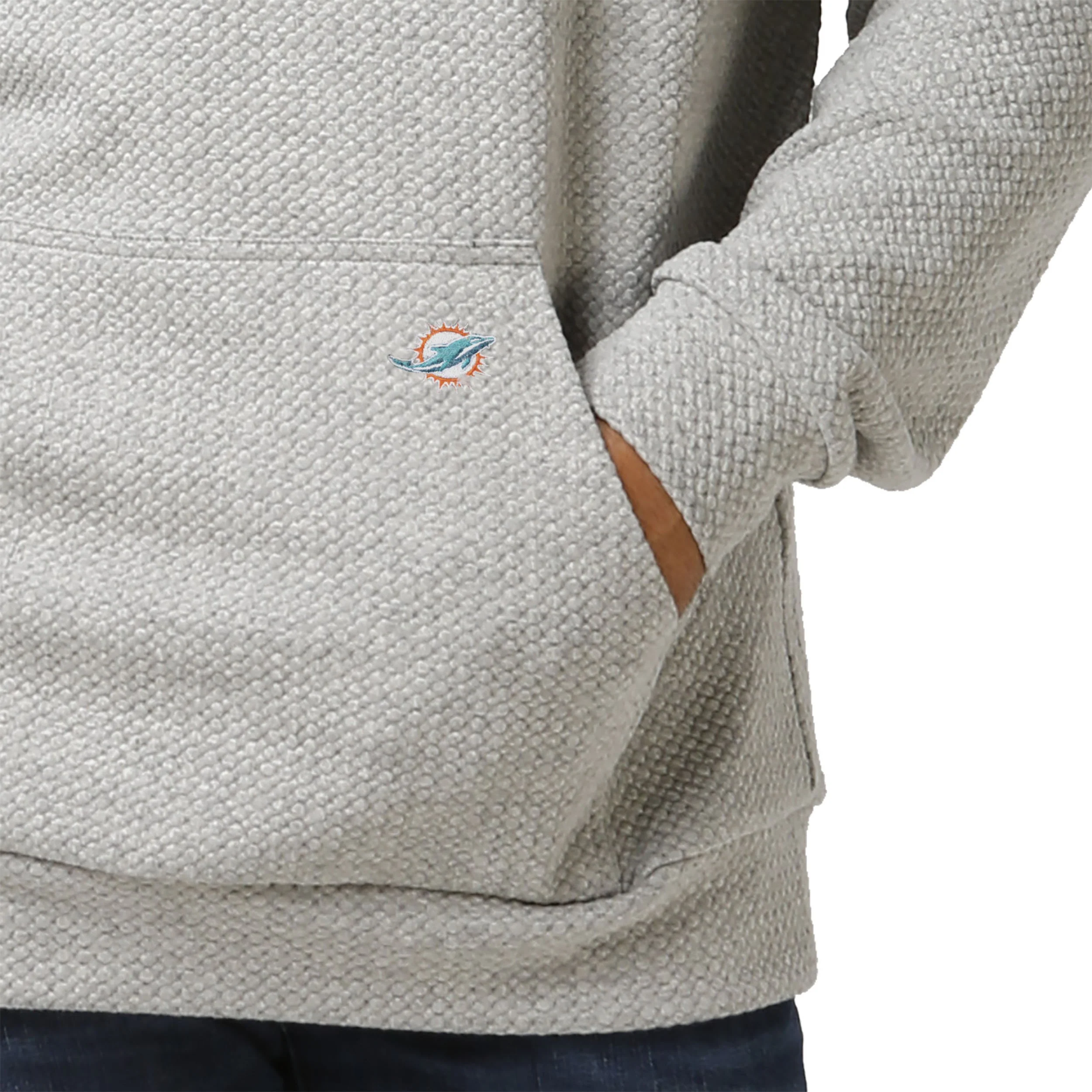 Miami Dolphins NFL Mens Gray Woven Hoodie - Image 3